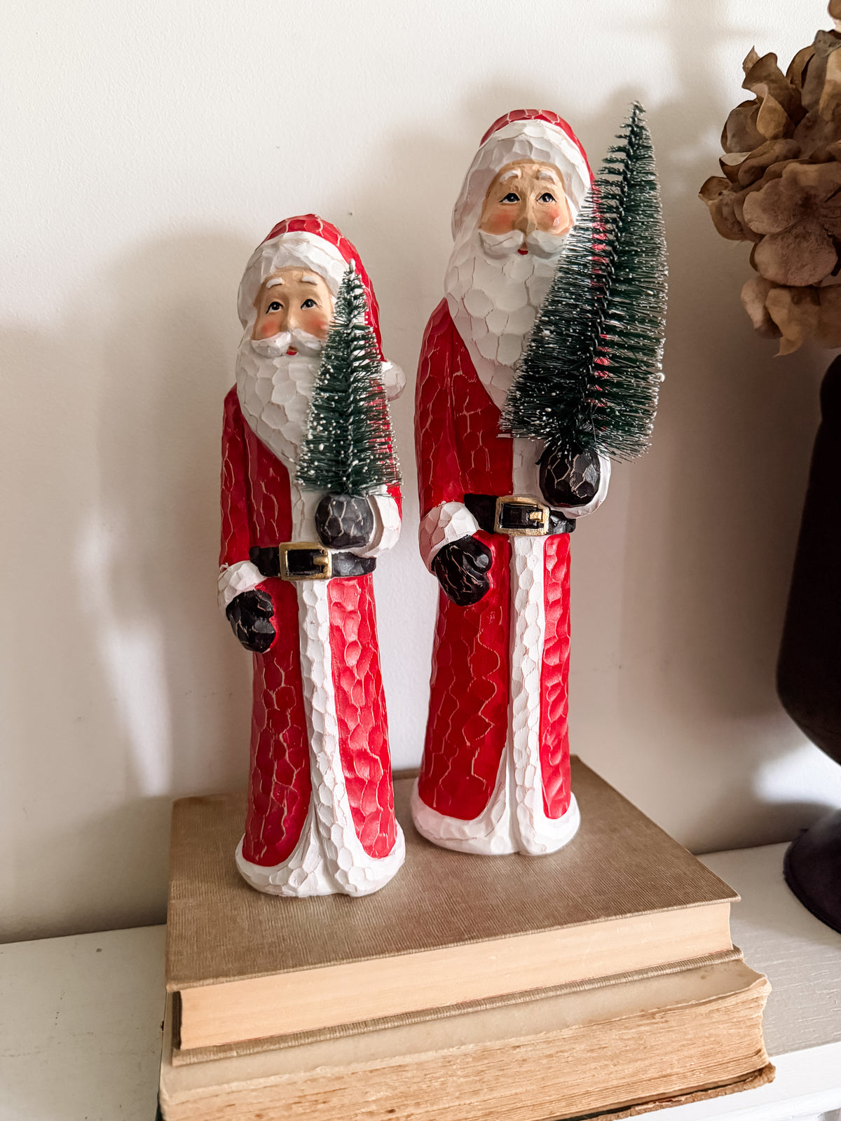Resin Carved Look Santas- Assorted Sizes