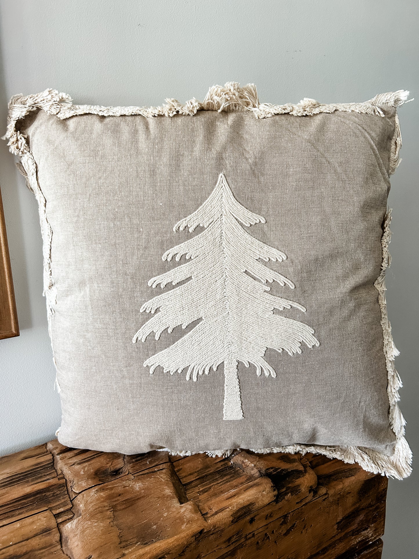 Cream Single Tree Throw Pillow