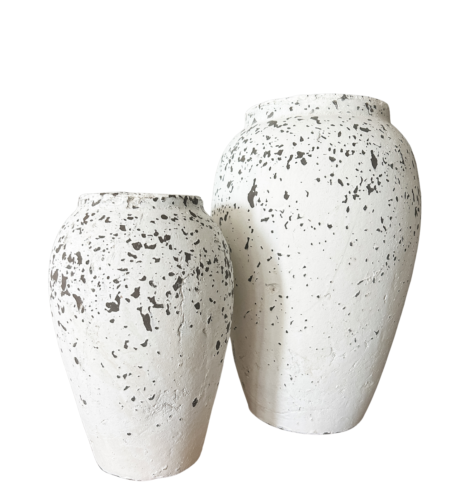 Brown & White Textured Terracotta Vases- Assorted Sizes