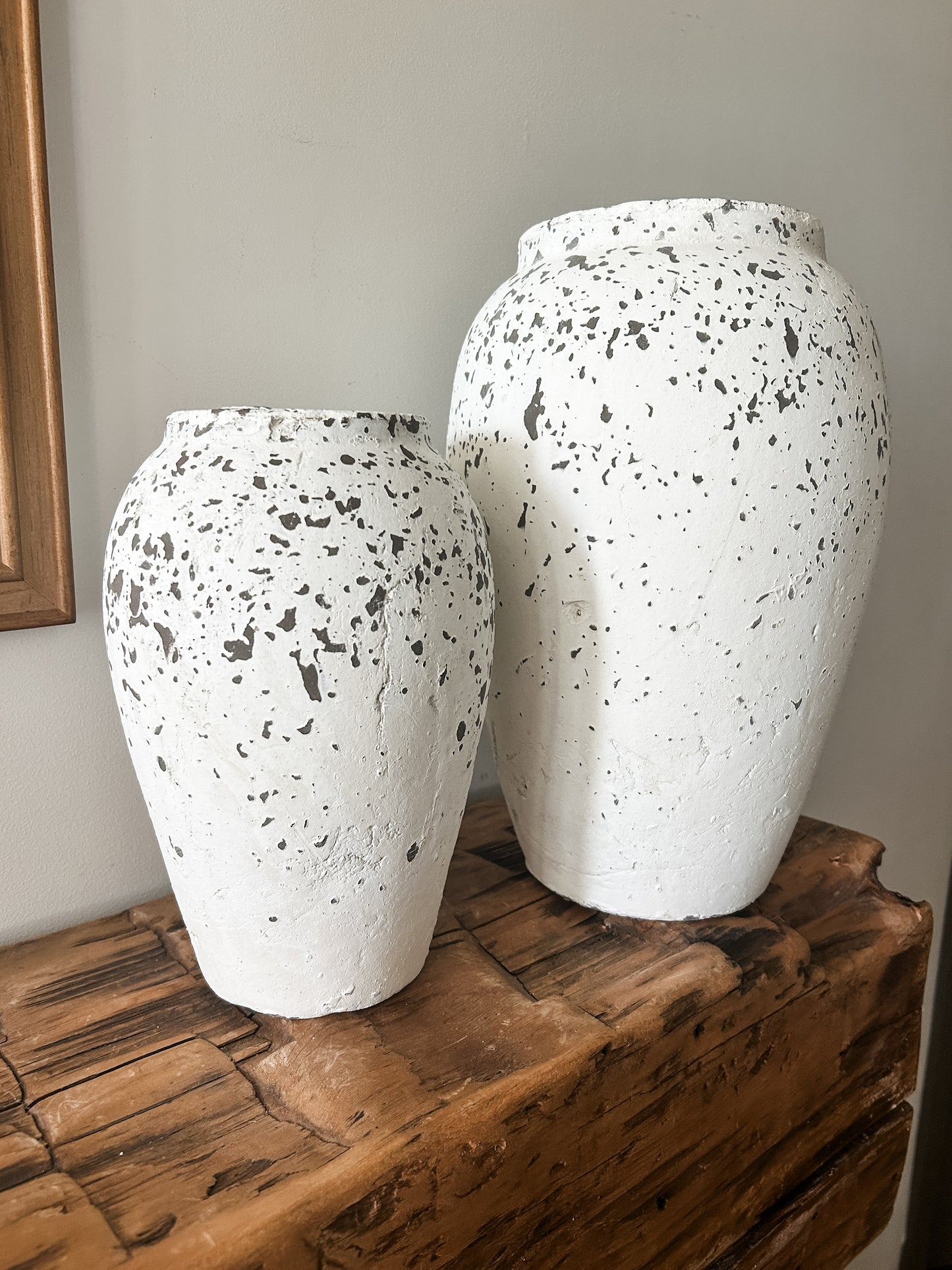 Brown & White Textured Terracotta Vases- Assorted Sizes