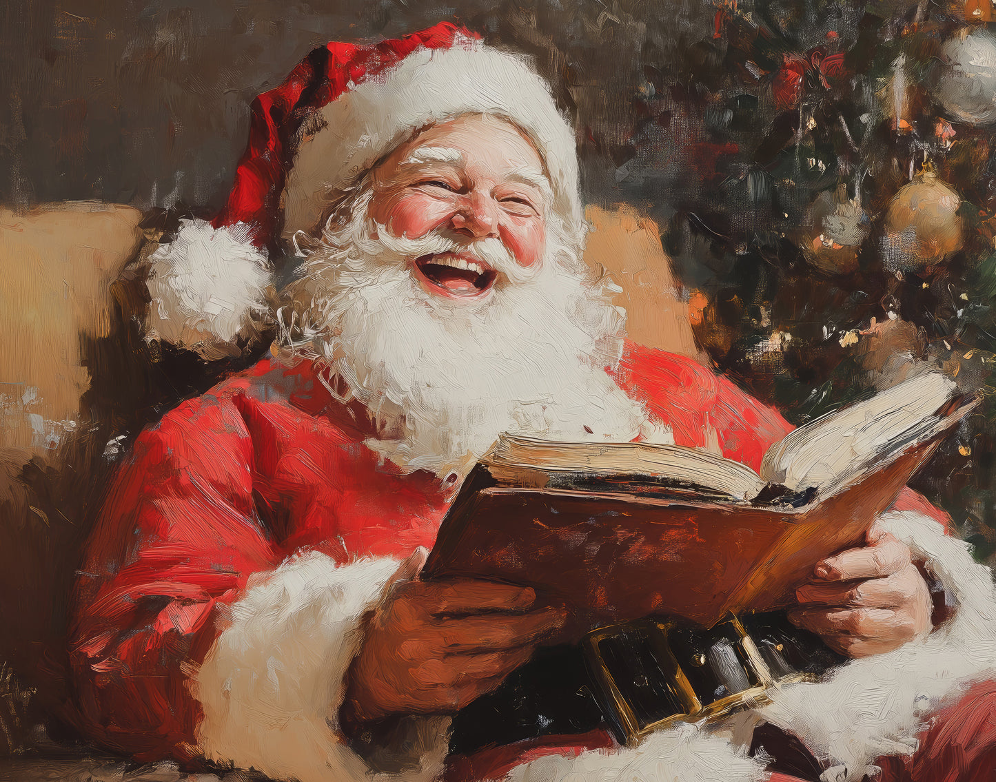 Jolly Reading Santa Print (no frame)