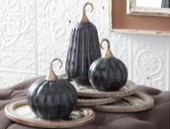 Antiqued Black Glass Pumpkins Assorted
