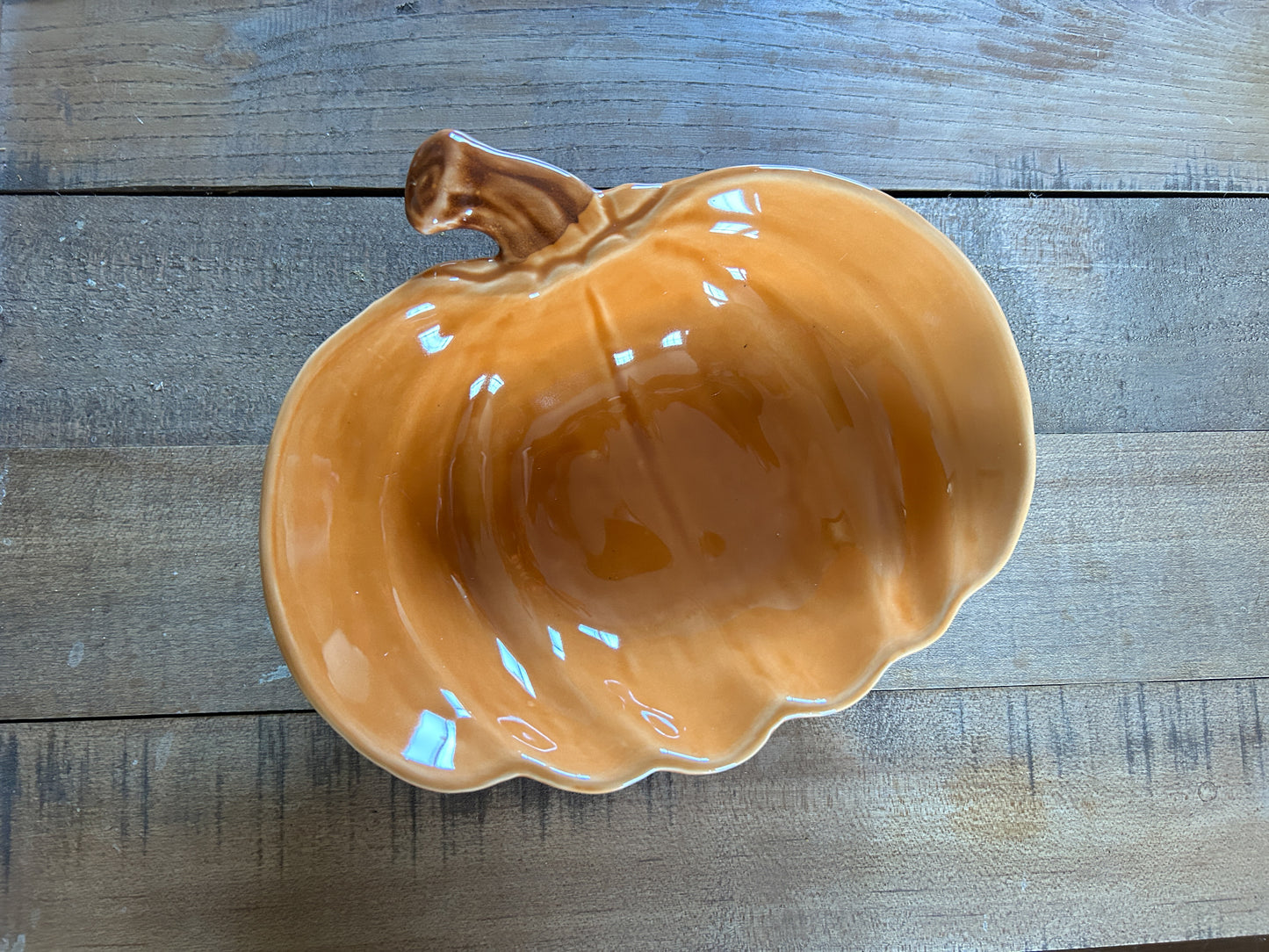 Orange Ceramic Pumpkin Bowl