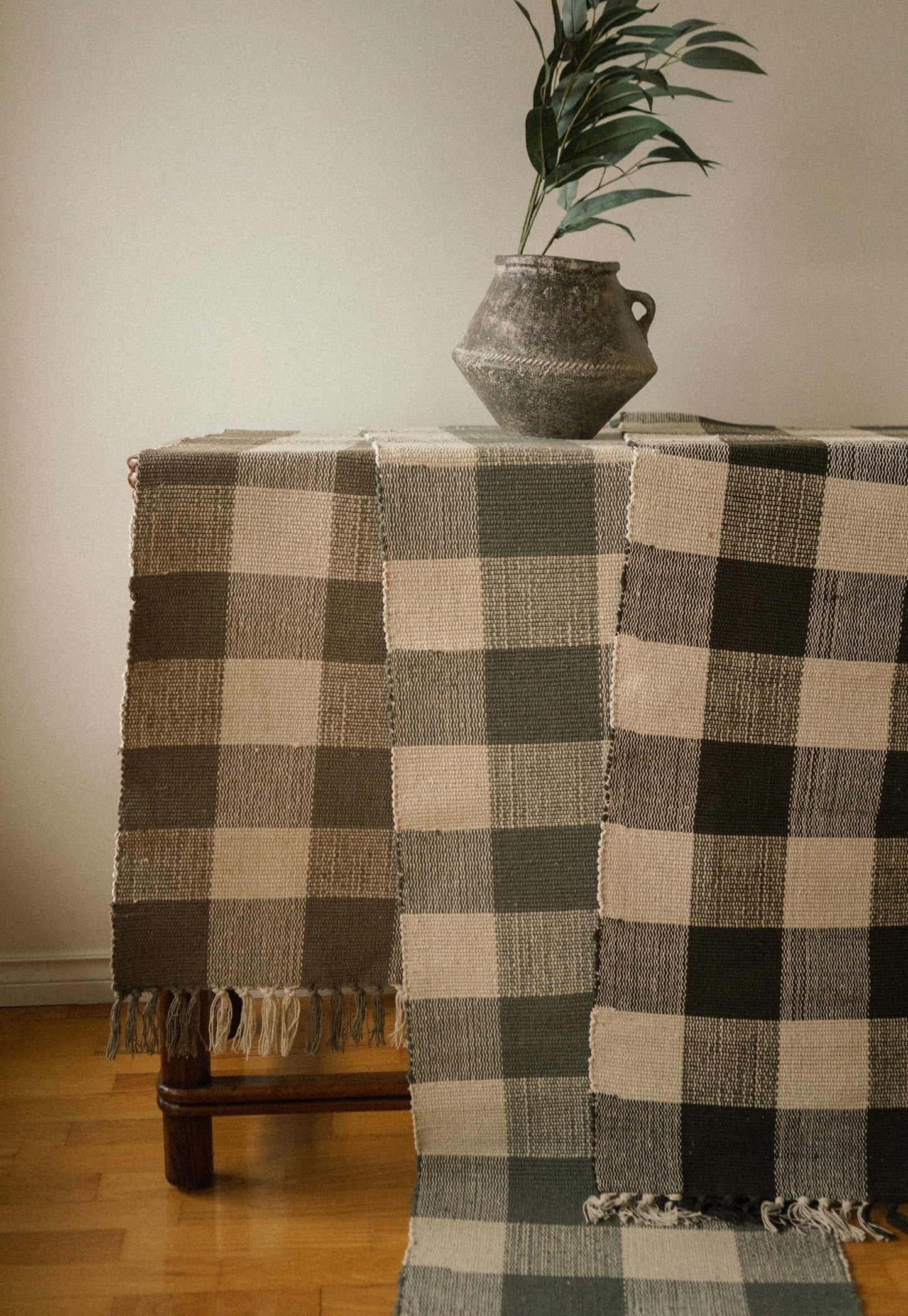 Charcoal Gingham Table Runner