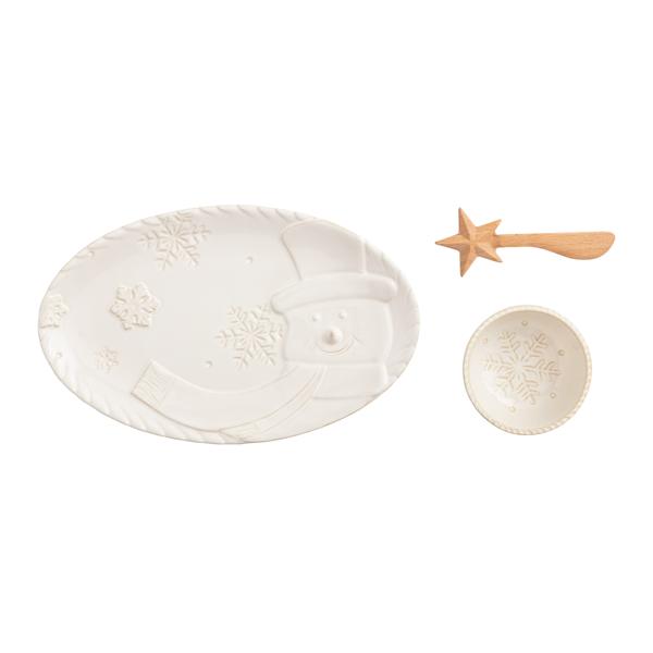 Snowman Tidbit Tray Set