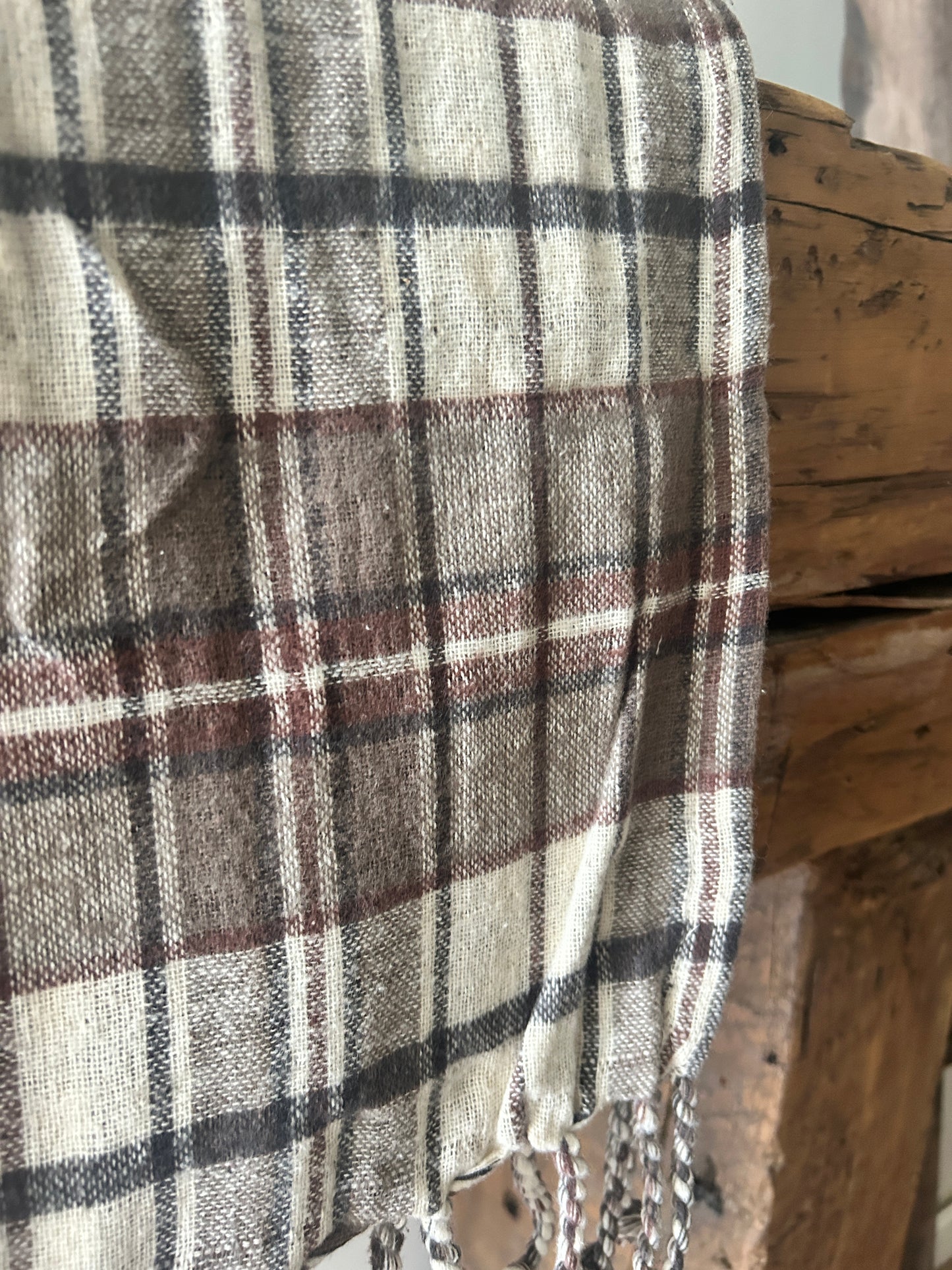 Brown Flannel Plaid Table Runner