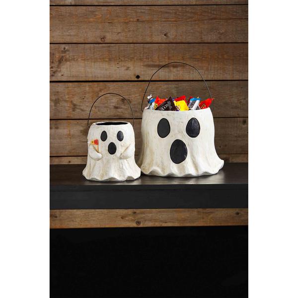 Paper Mache Ghost Treat Buckets Assorted Sizes