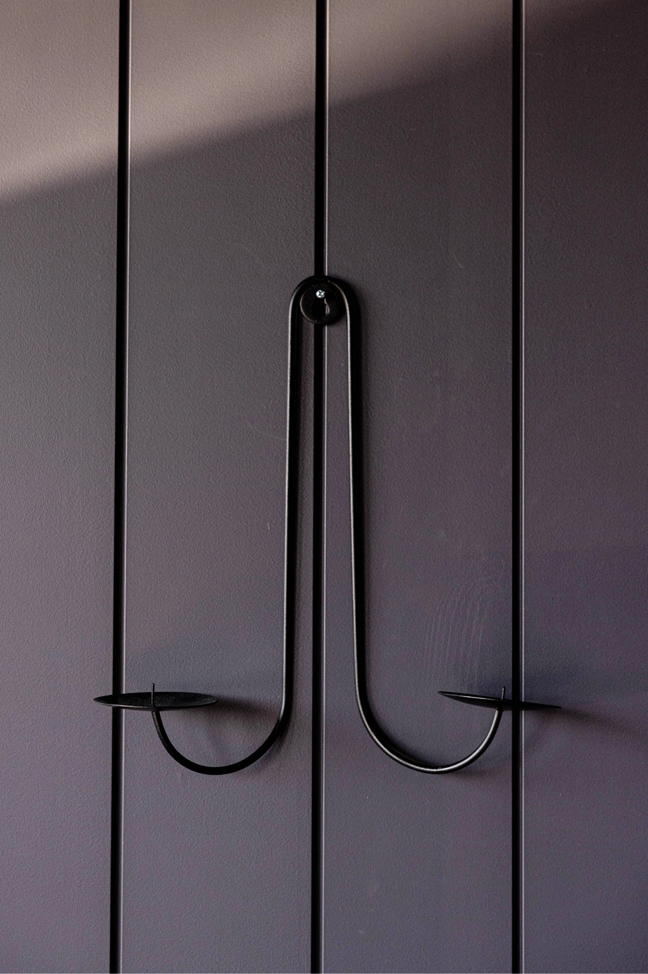 Black Iron Dual Candle Sconce