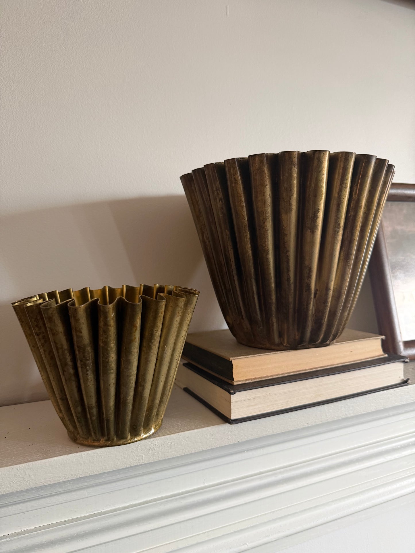 Large Fluted Old Brass Planter