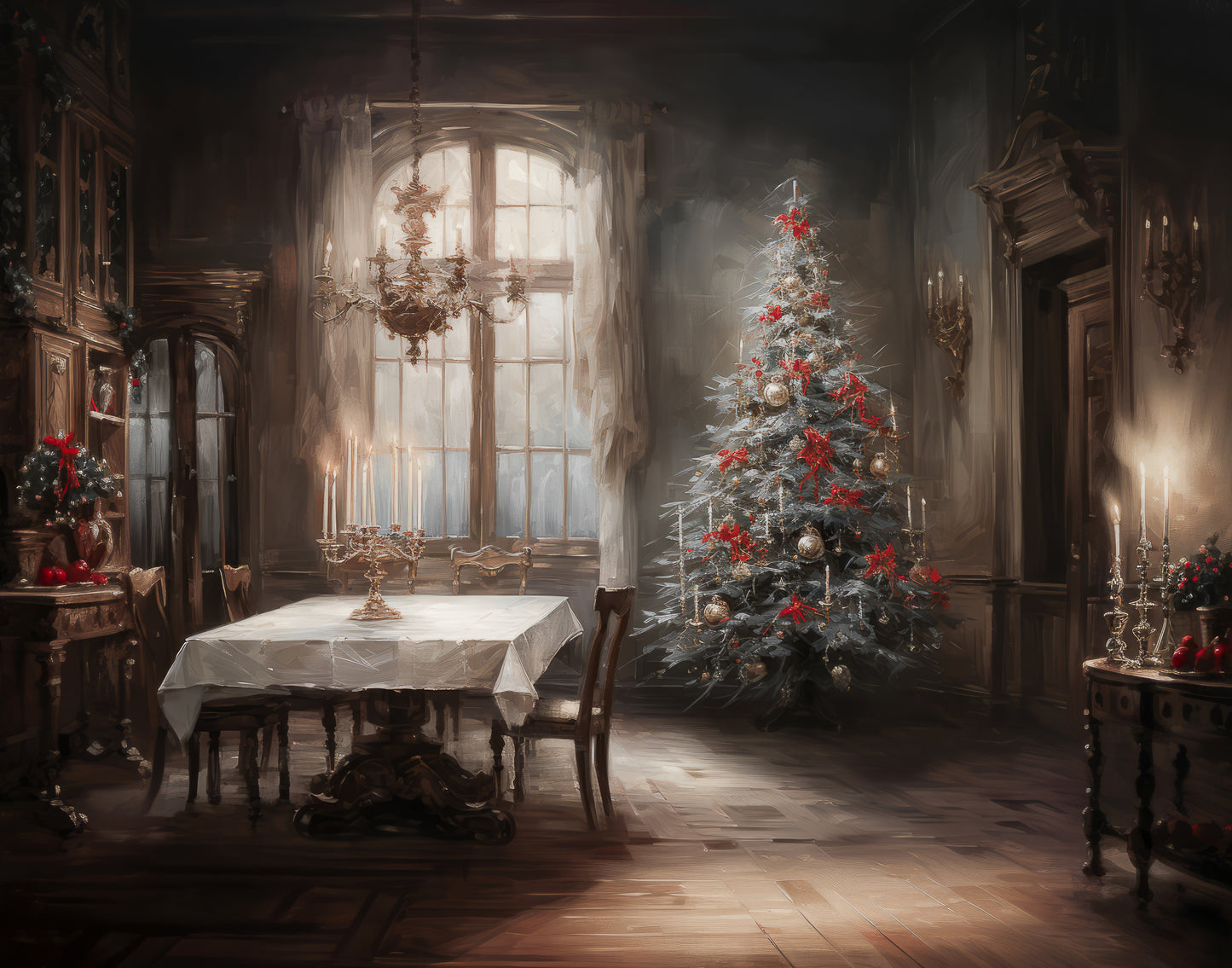 Moody Holiday Dining Room Print (no frame)