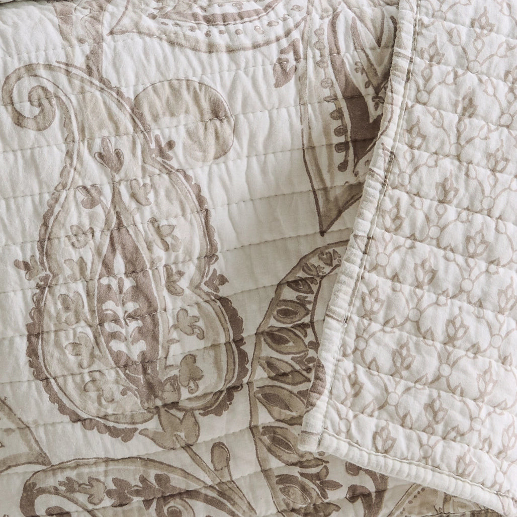 Taupe Floral Bennett Quilted Throw Blanket