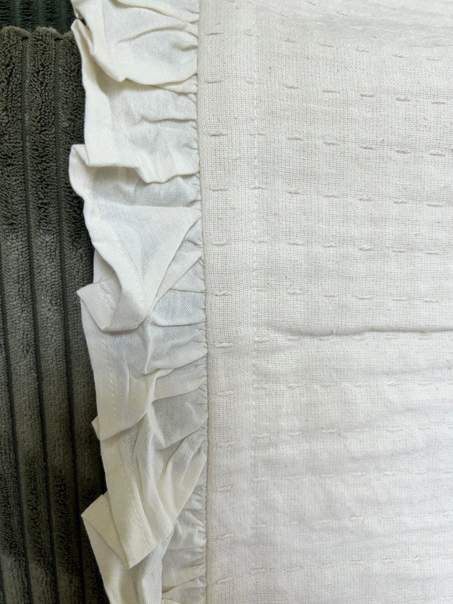 Cream Ruffle Throw Blanket