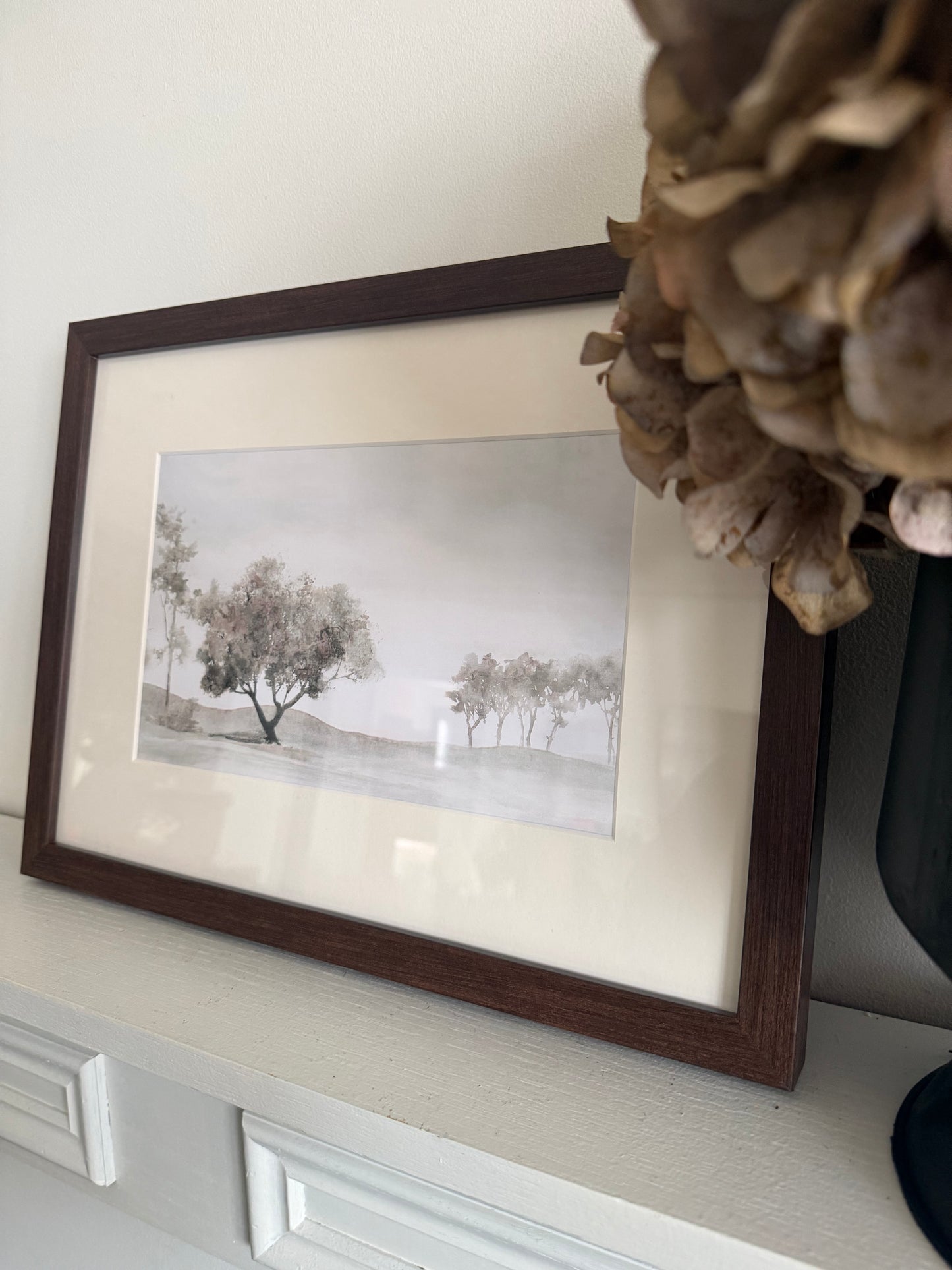 Brown Watercolour Landscape Framed Art