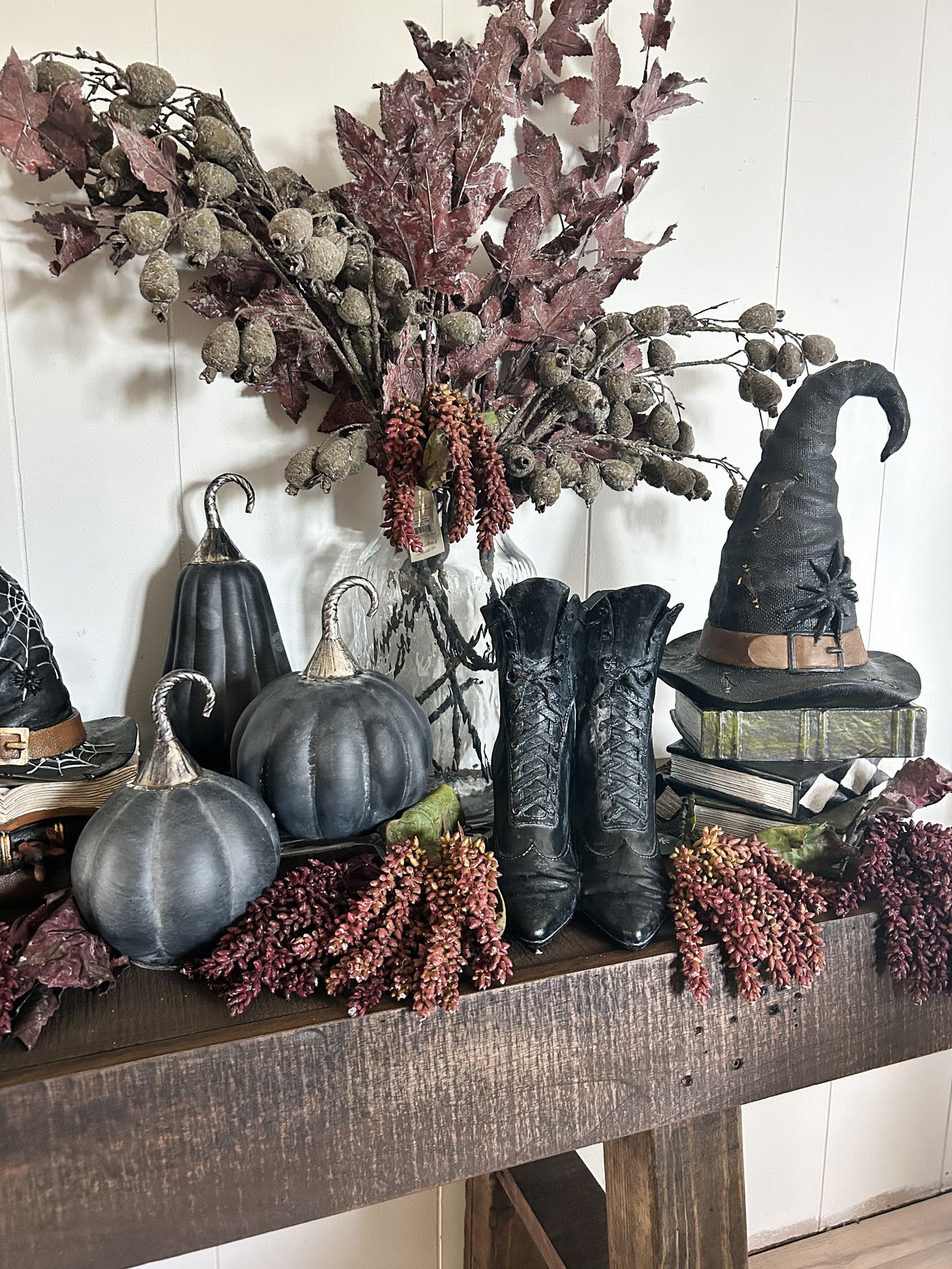 Antiqued Black Glass Pumpkins Assorted