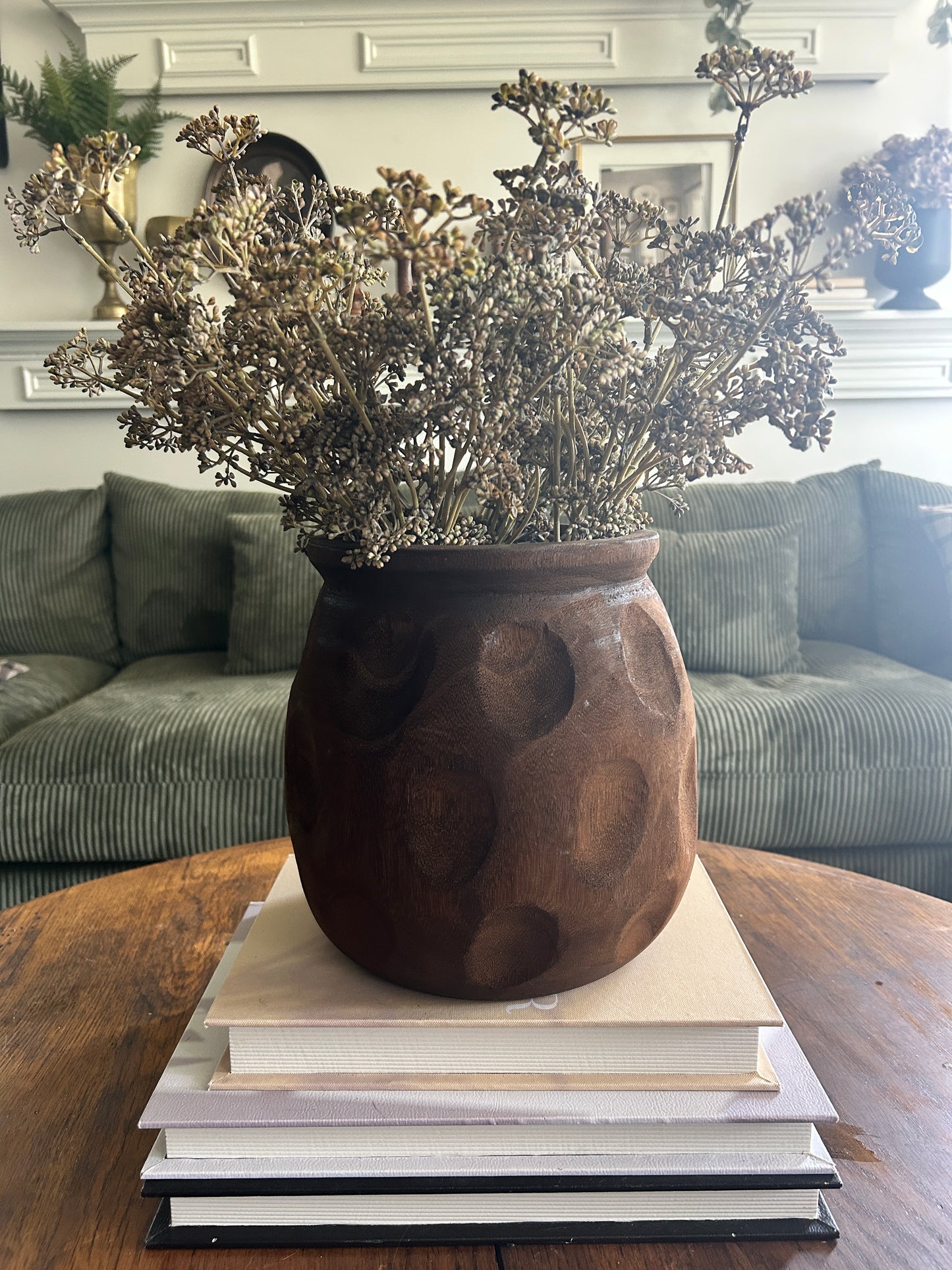 Dark Brown Wood Dot Vase
