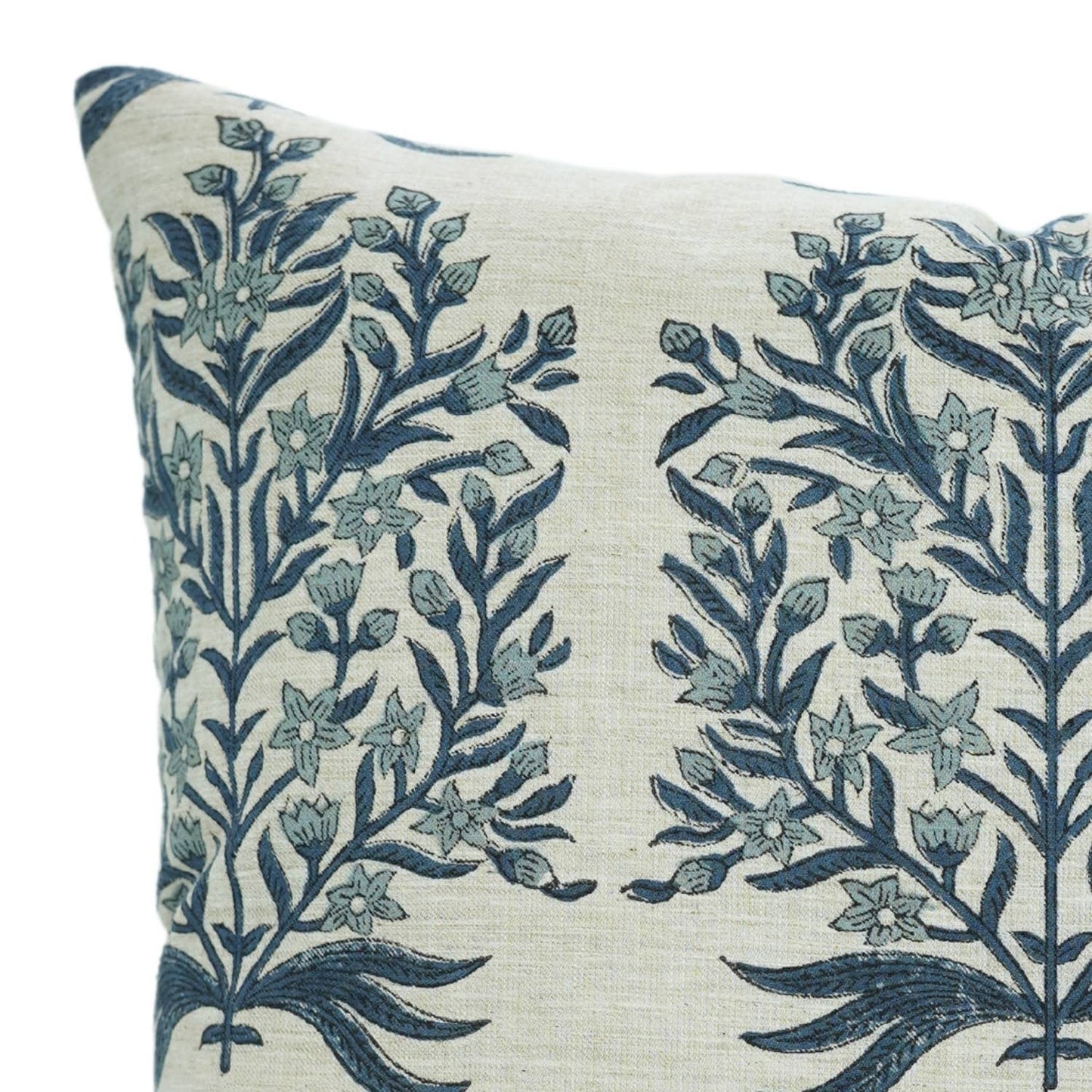 Ariel Block Print Linen Blend Cushion Cover - 18X18