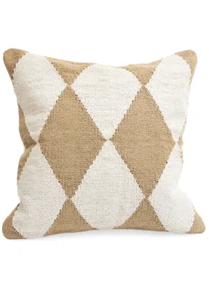 Beige & Cream Diamond Woven Pillow