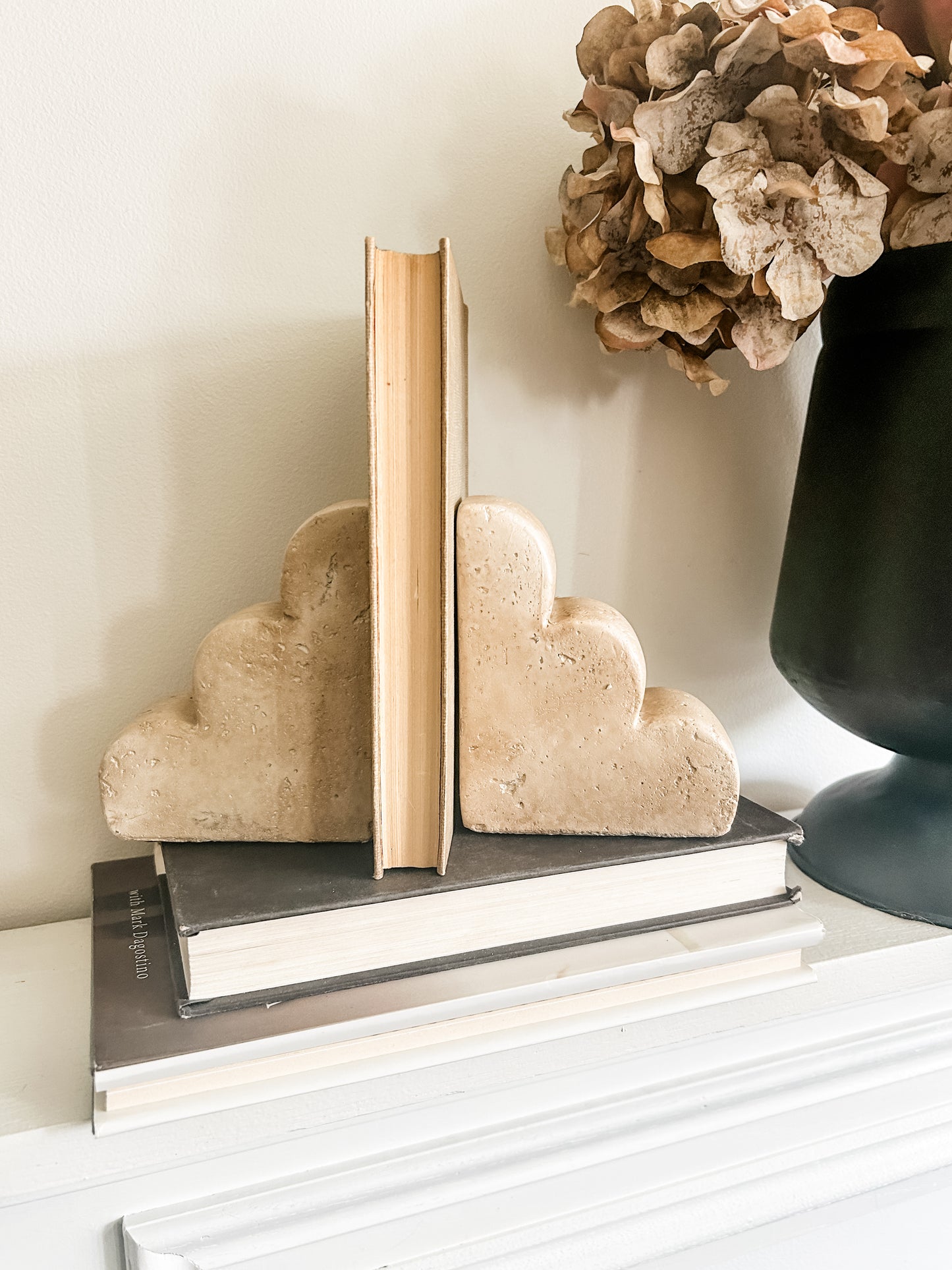Travertine Look Cement Bookend Set