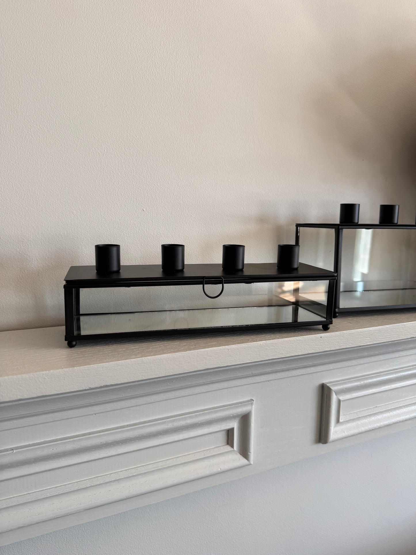 Black Metal & Glass Taper Holder Lanterns-Assorted Sizes