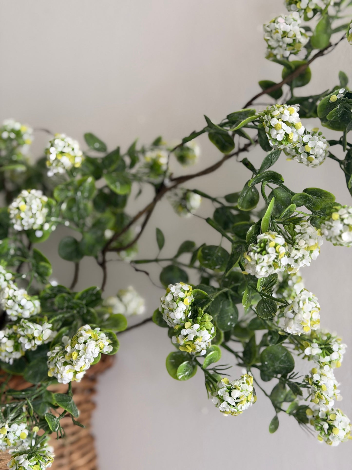 White Textured Ball Branch Garland Stem