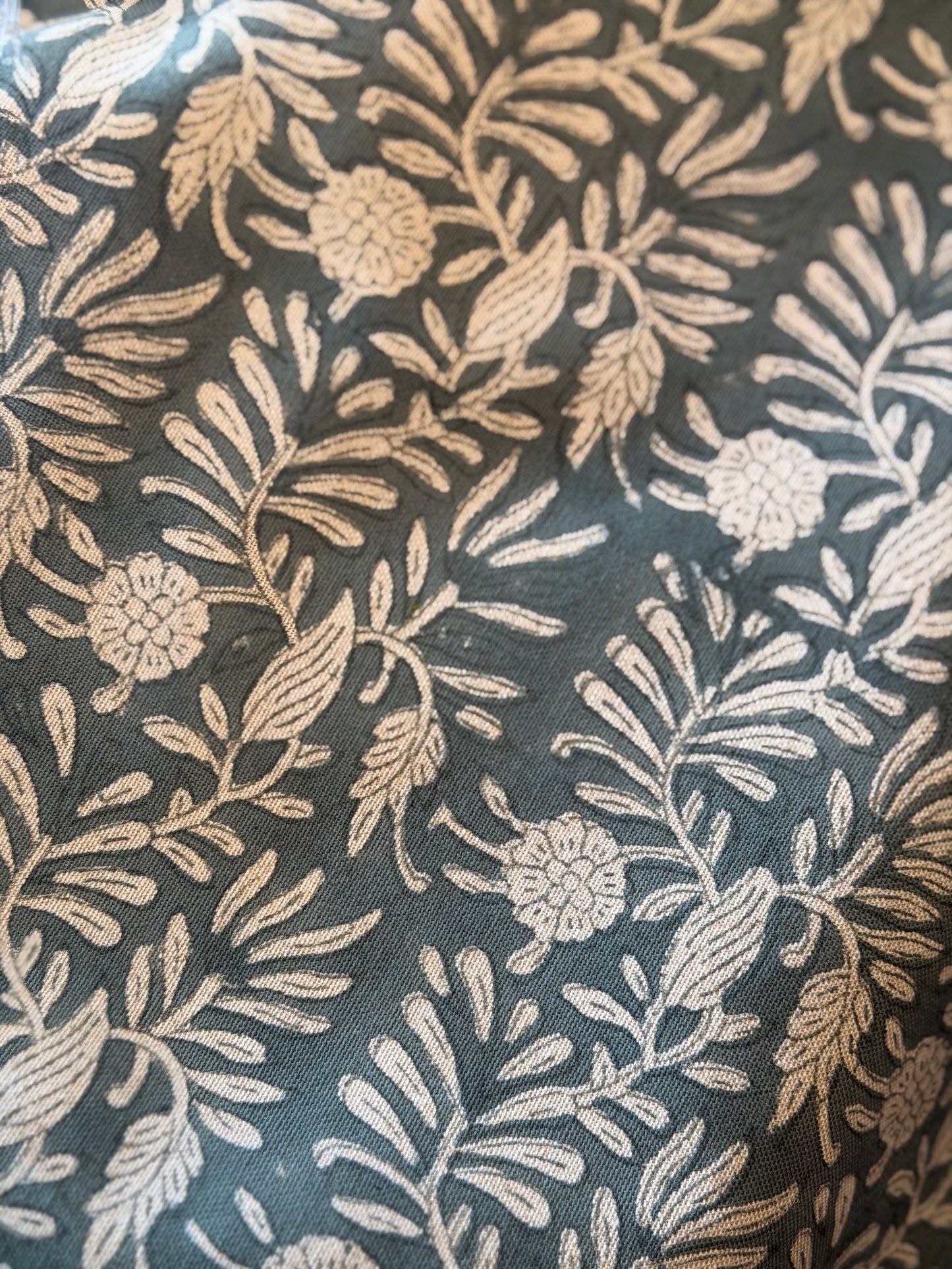 Deep Sea Tulsi Block Print Lumbar Pillow