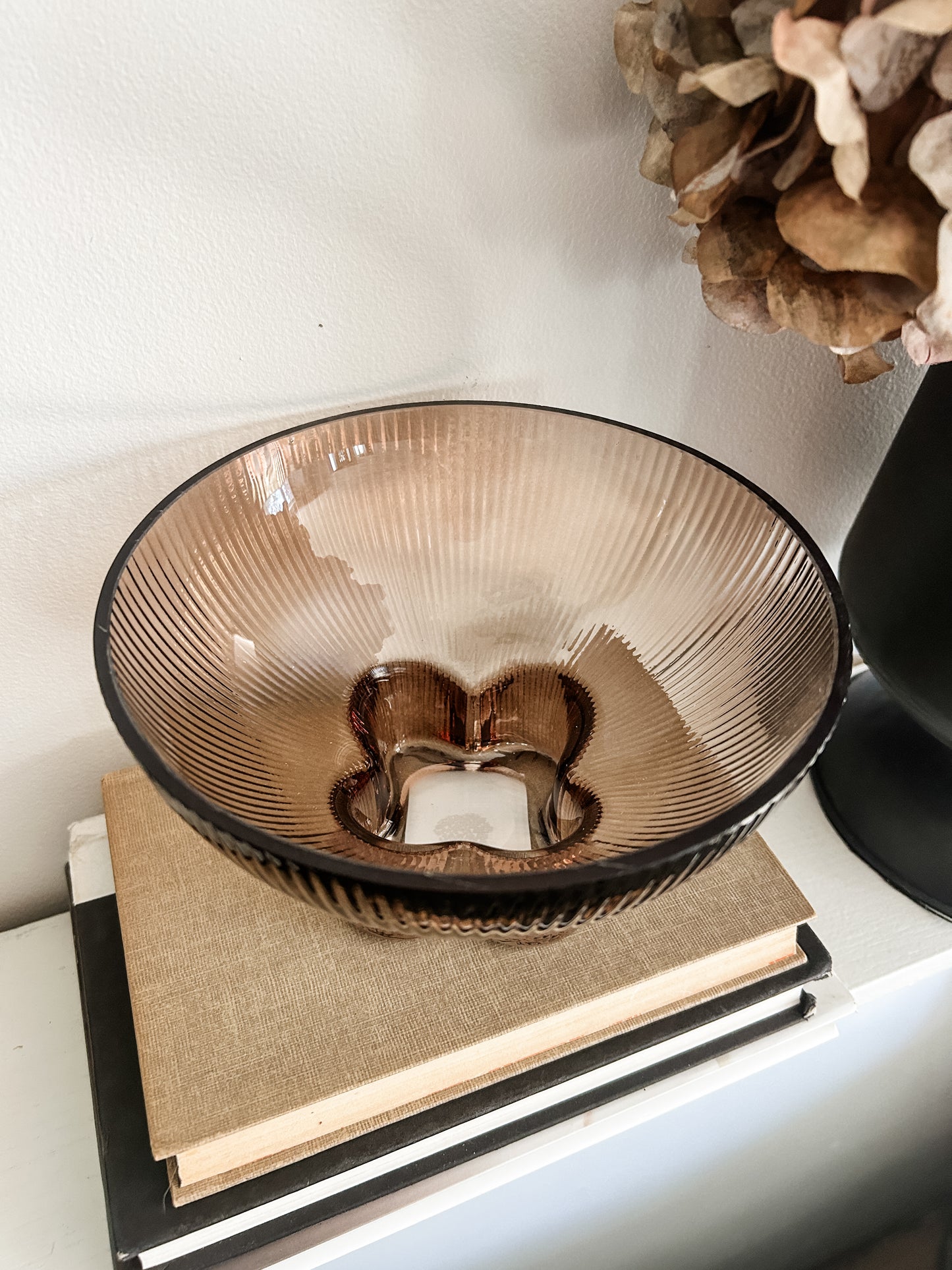 Ribbed Glass Deco Bowl