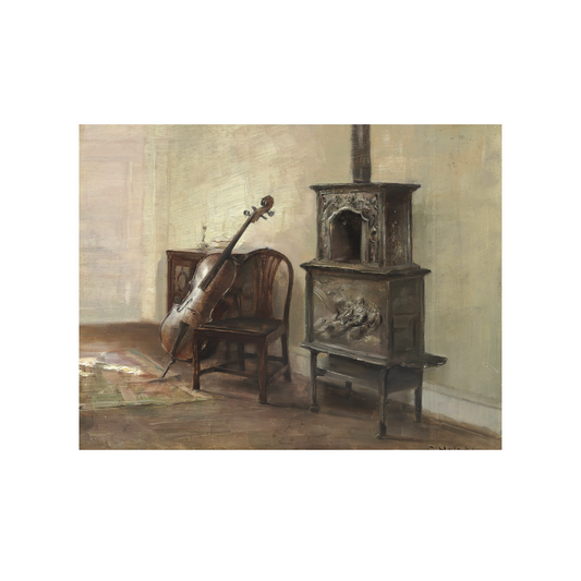 Cello By the Fire Art Print (no frame)
