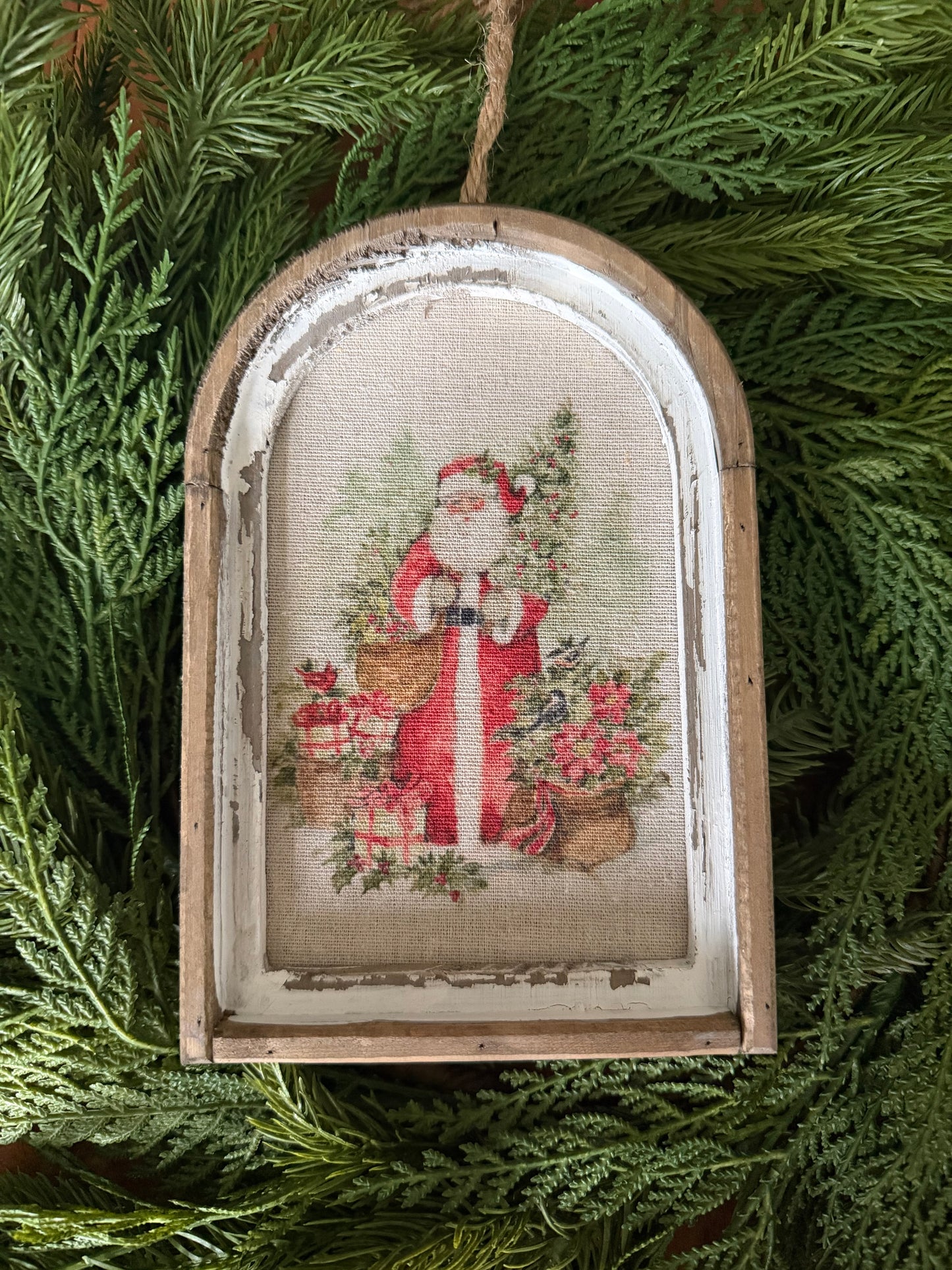 Santa Watercolour Arched Hanging Art