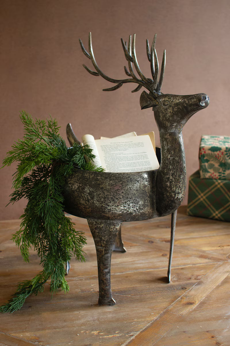 Rustic Metal Reindeer Planter