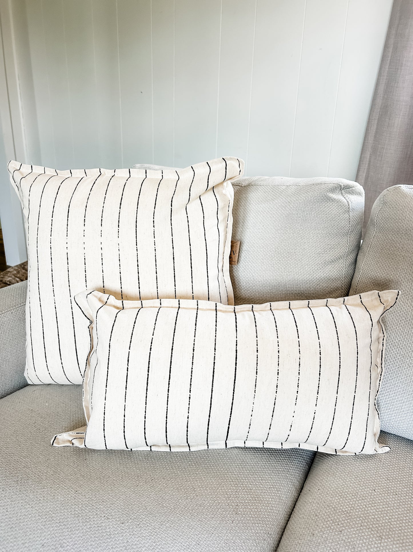 Cream & Black Printed Line Pillow