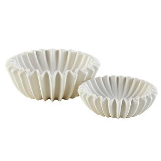 White Lehriya Fluted Bowls Assorted
