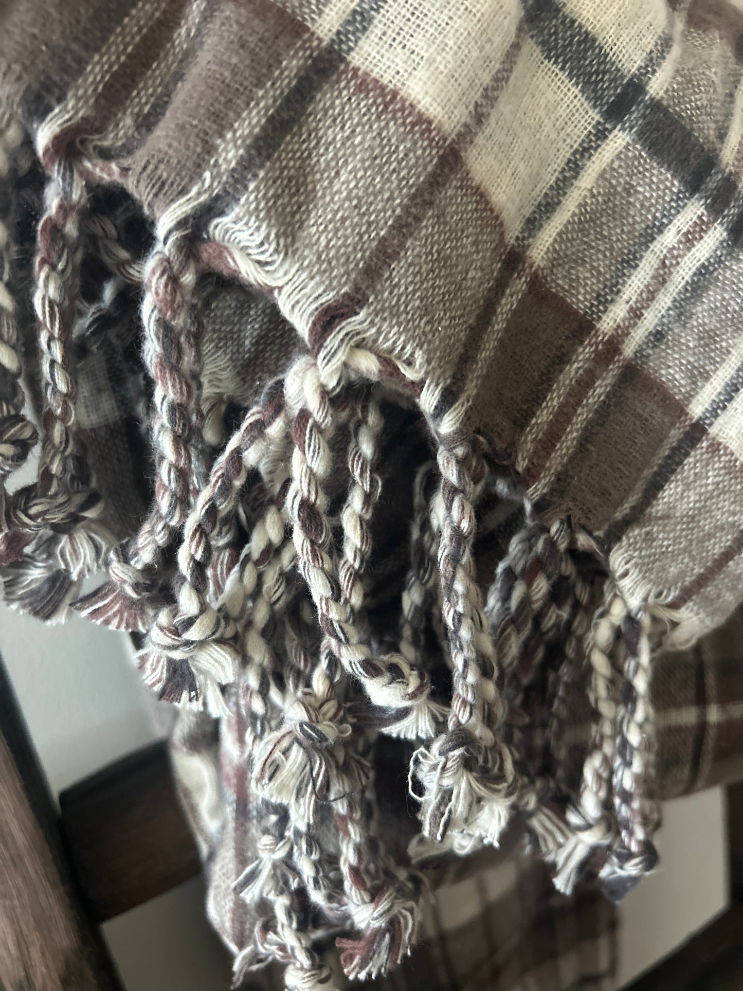Brown Flannel Plaid Table Runner