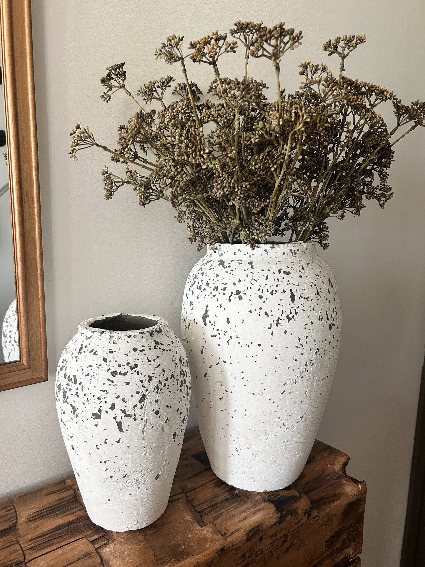 Brown & White Textured Terracotta Vases- Assorted Sizes