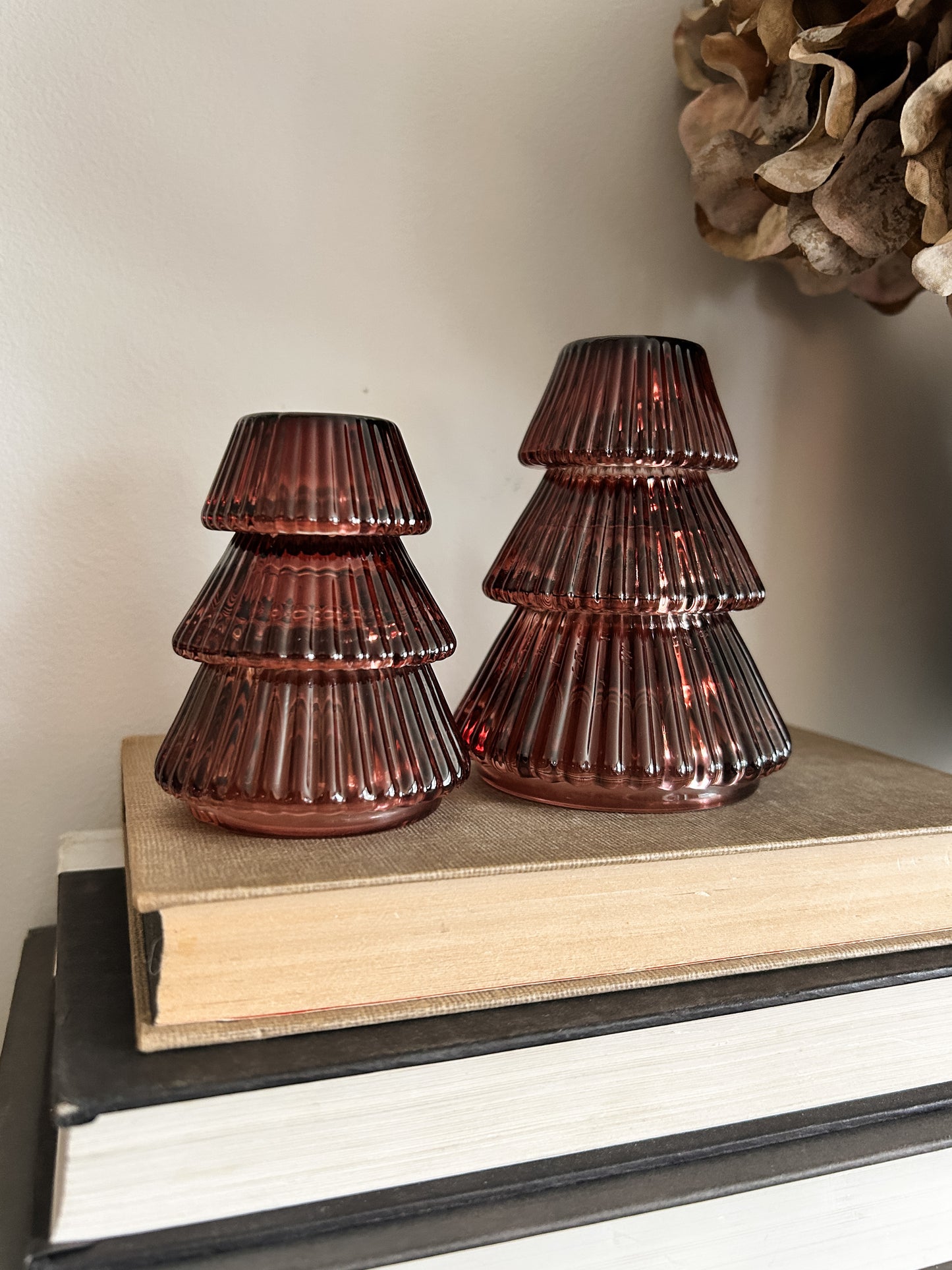 Empire Tree Candle Holders- Burgundy