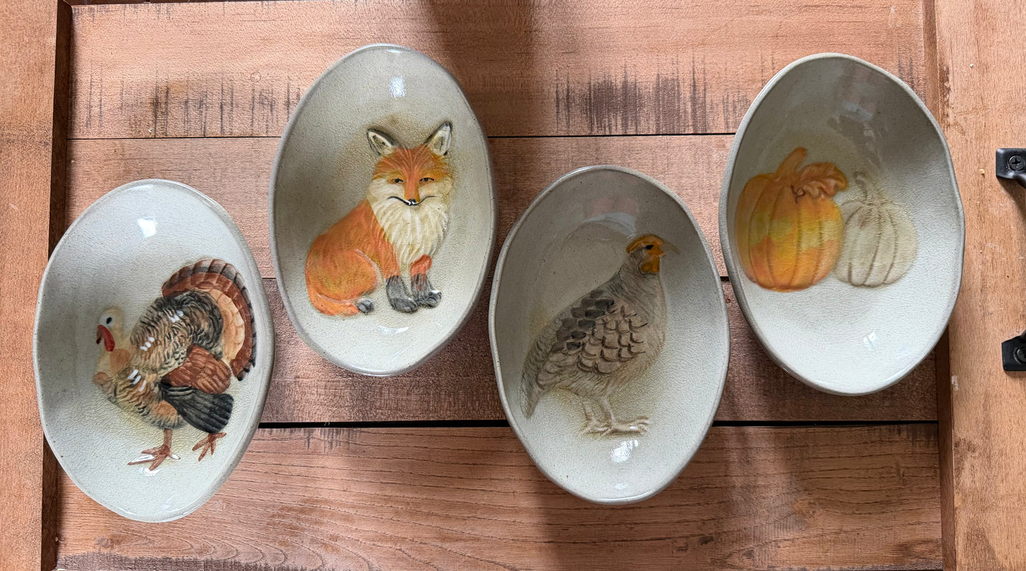 Hand-Painted Stoneware Tidbit Plate