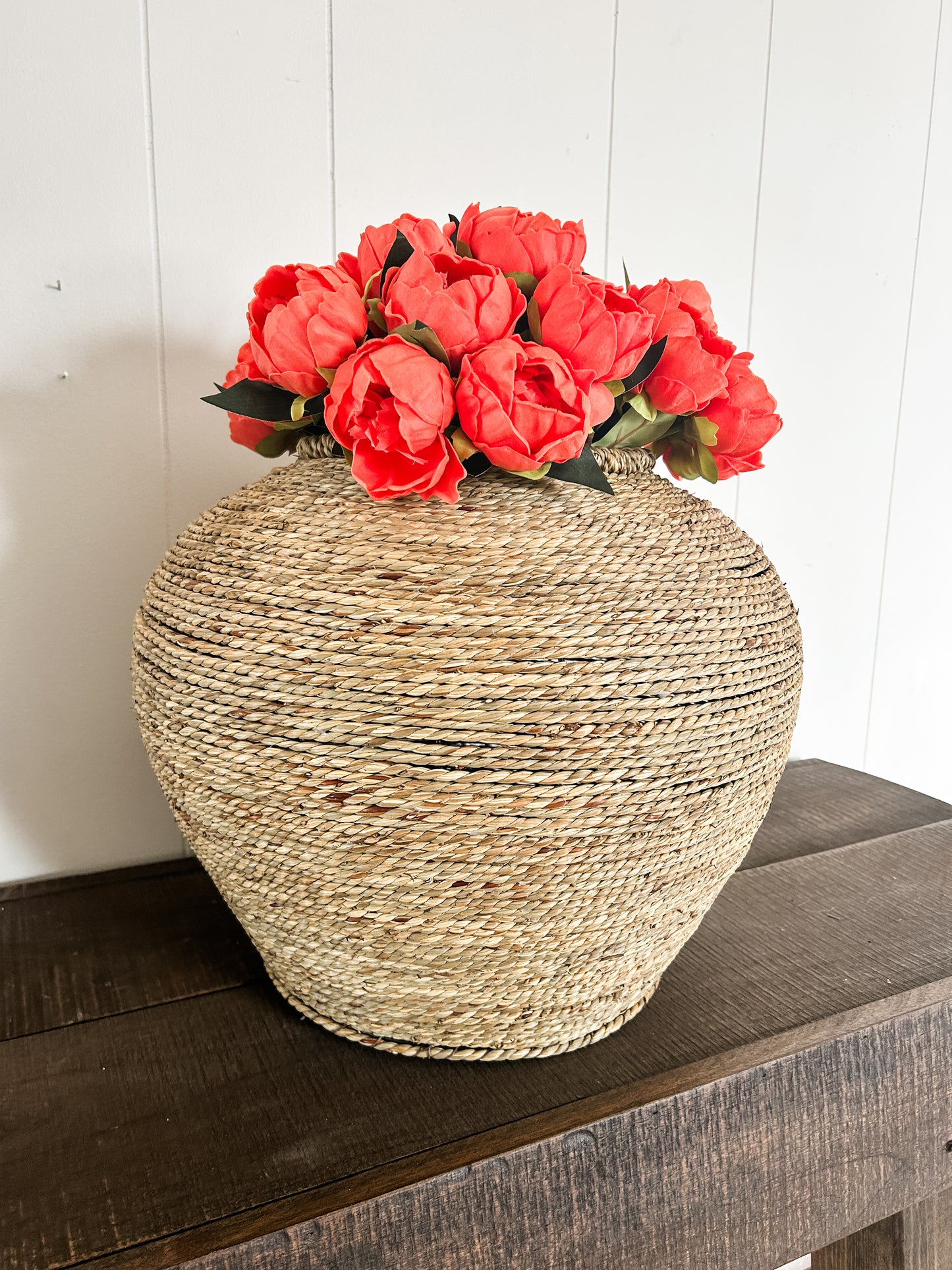 Oversized Seagrass & Iron Vases Assorted