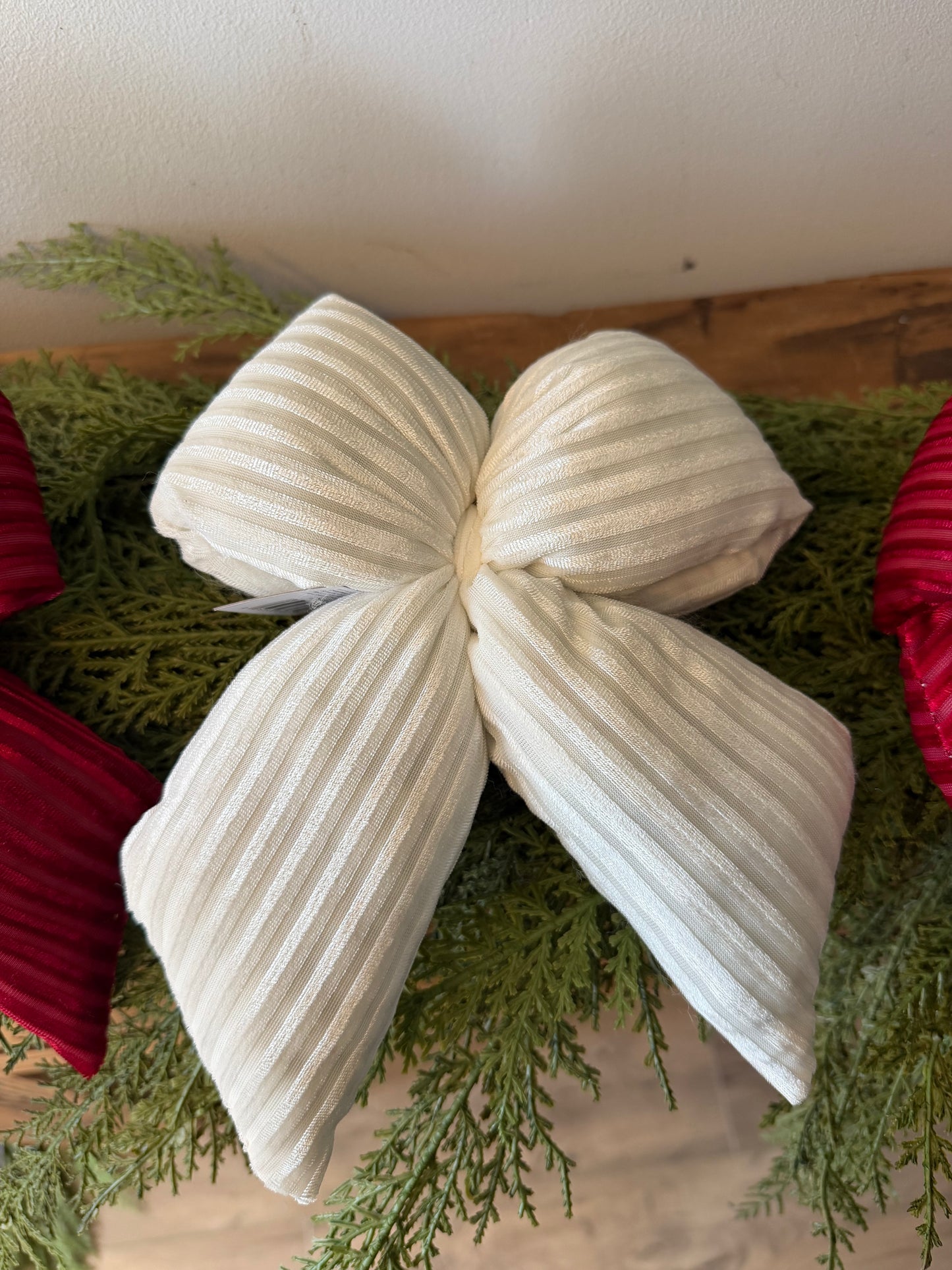 Large Velvet White Puffy Bow