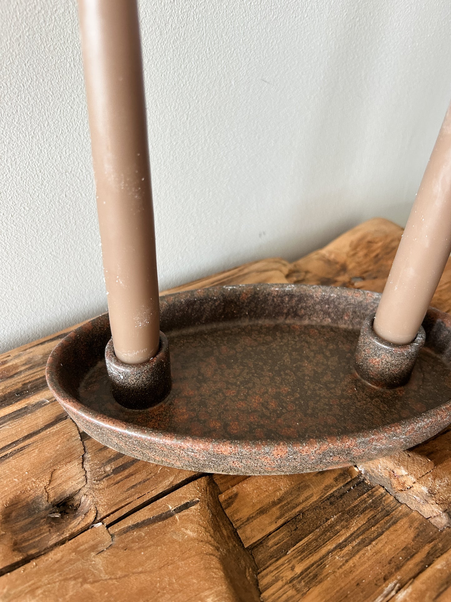 Brown Dual Taper Candle Holder