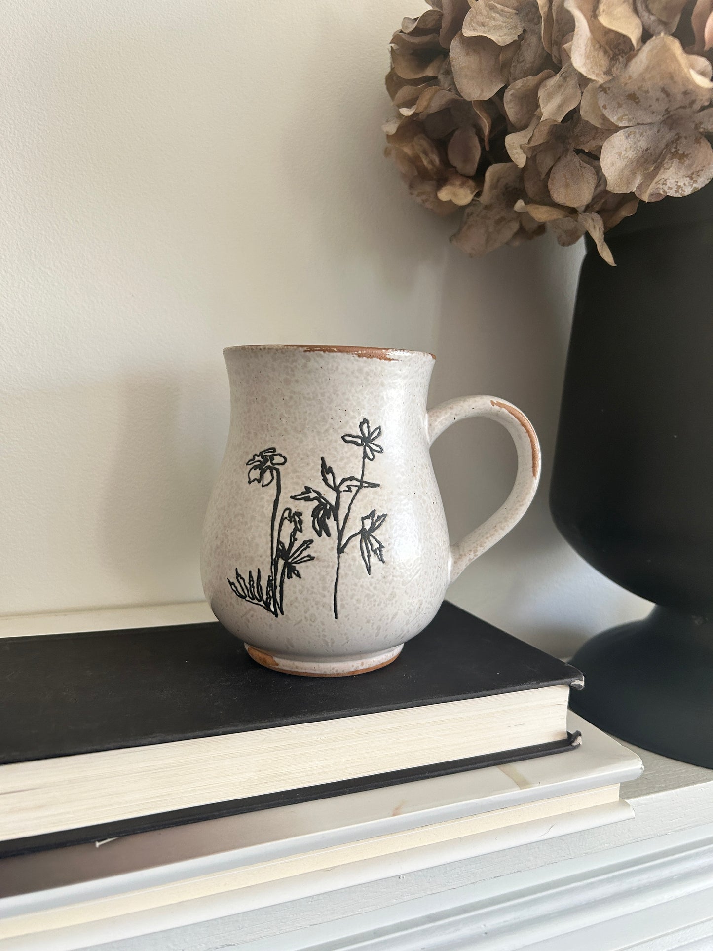 Debossed Stoneware Floral Mugs Assorted