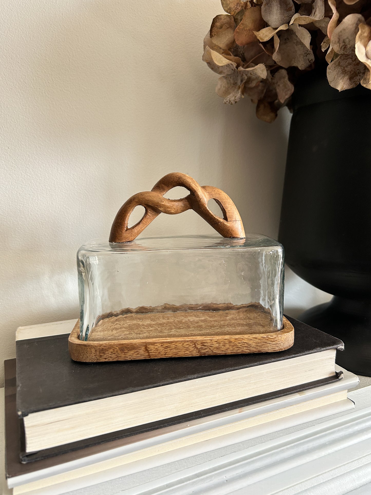 Twisted Handle Mango Wood Butter Dish