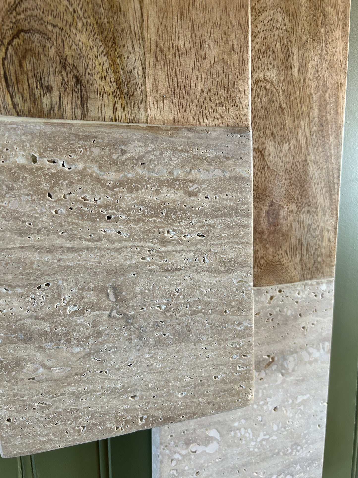 Mango Wood & Travertine Colour Blocked Serving Boards