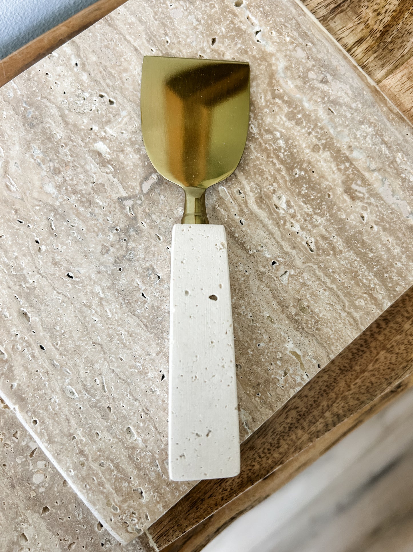 Marble & Travertine Brass Plated Cheese Utensils Assorted