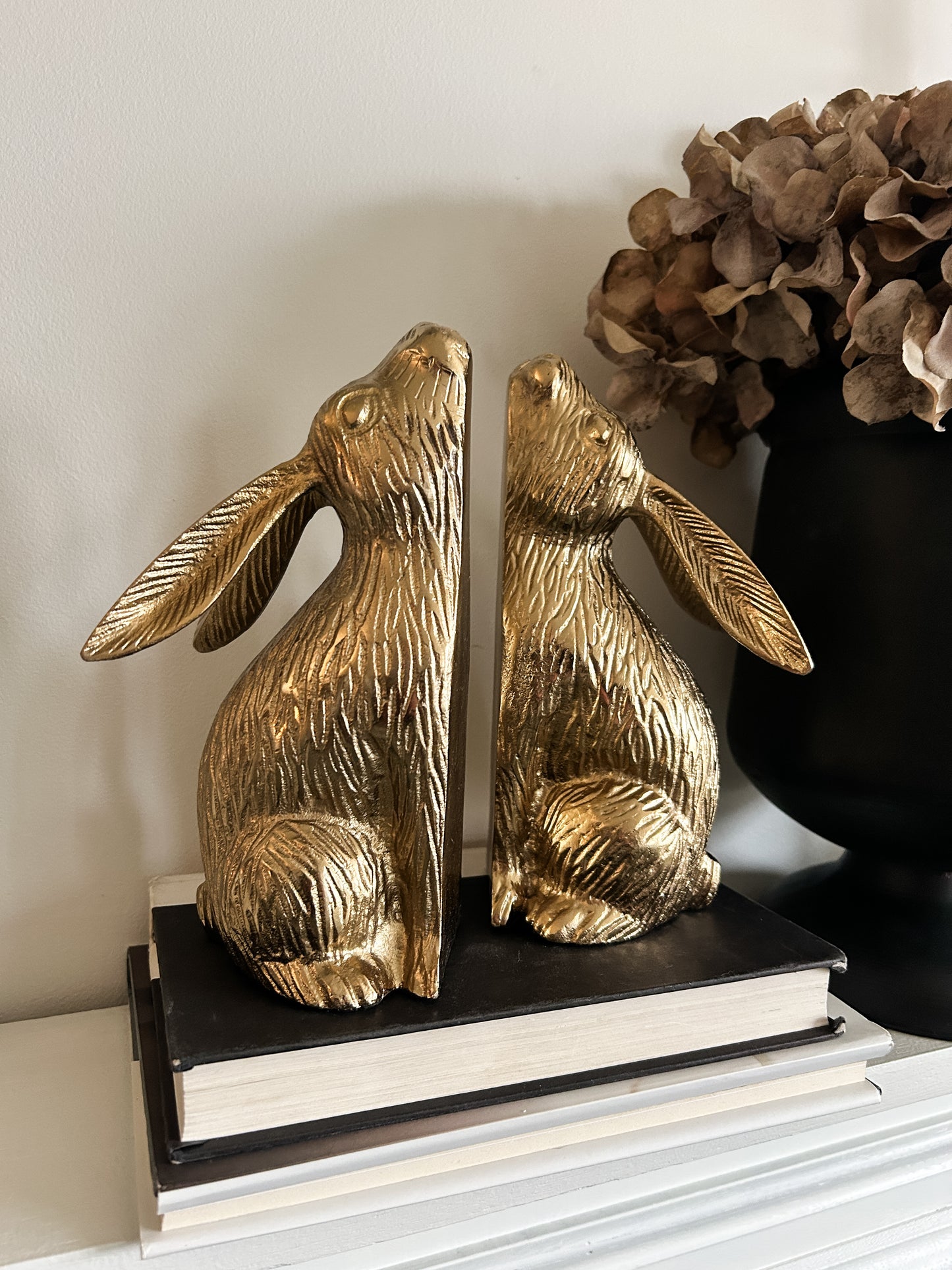 Gold Bunny Bookend Set