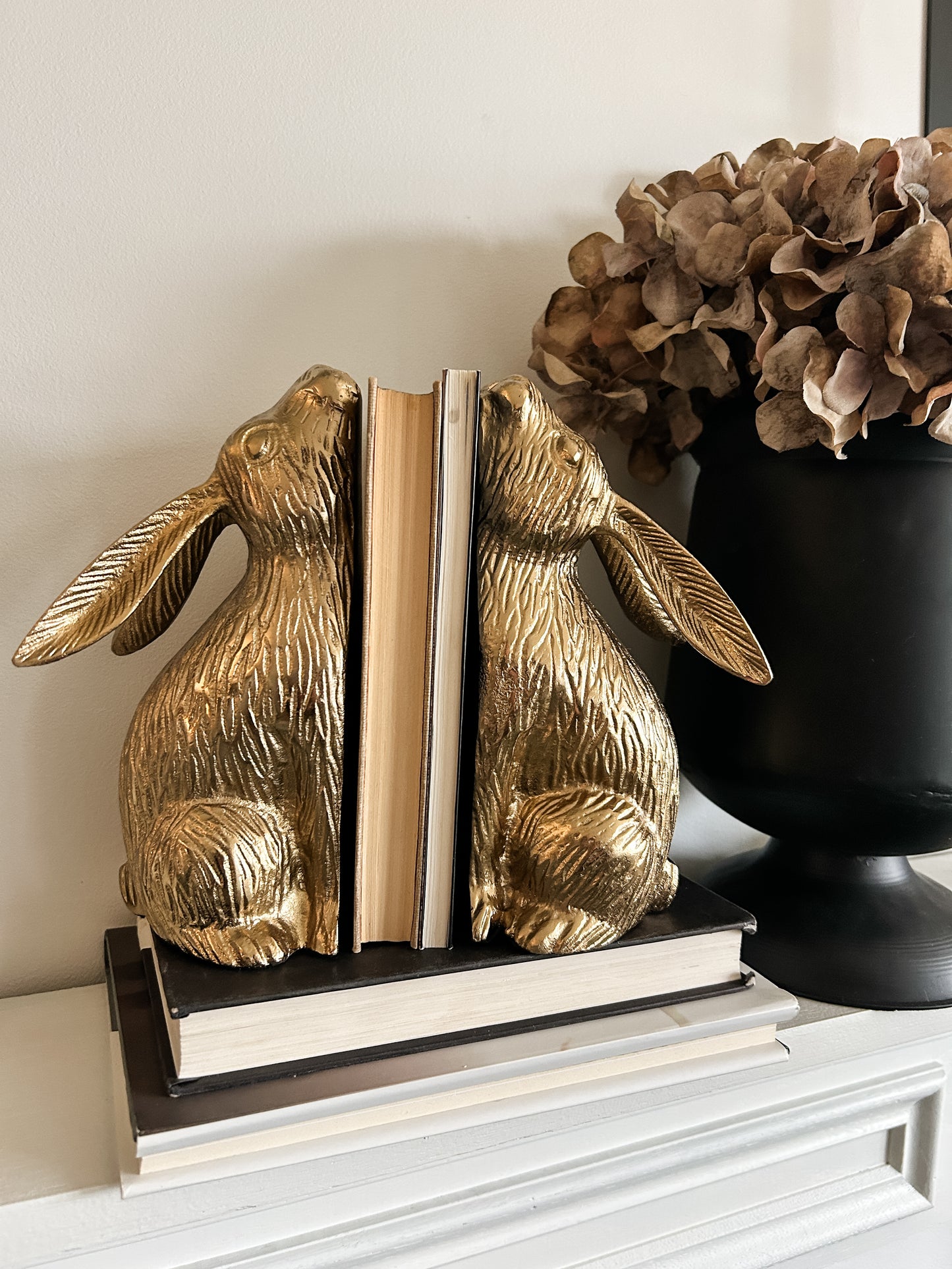 Gold Bunny Bookend Set