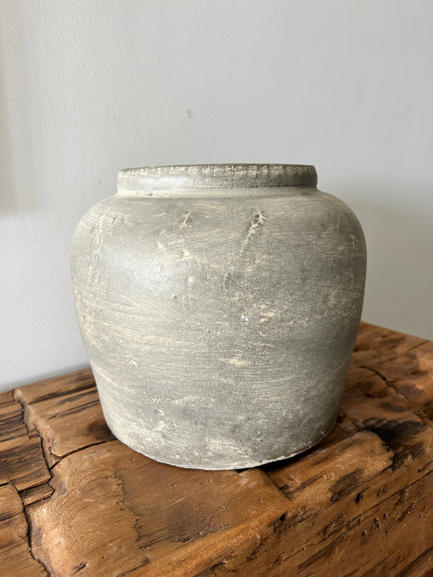 Antique Charcoal Squat Vase