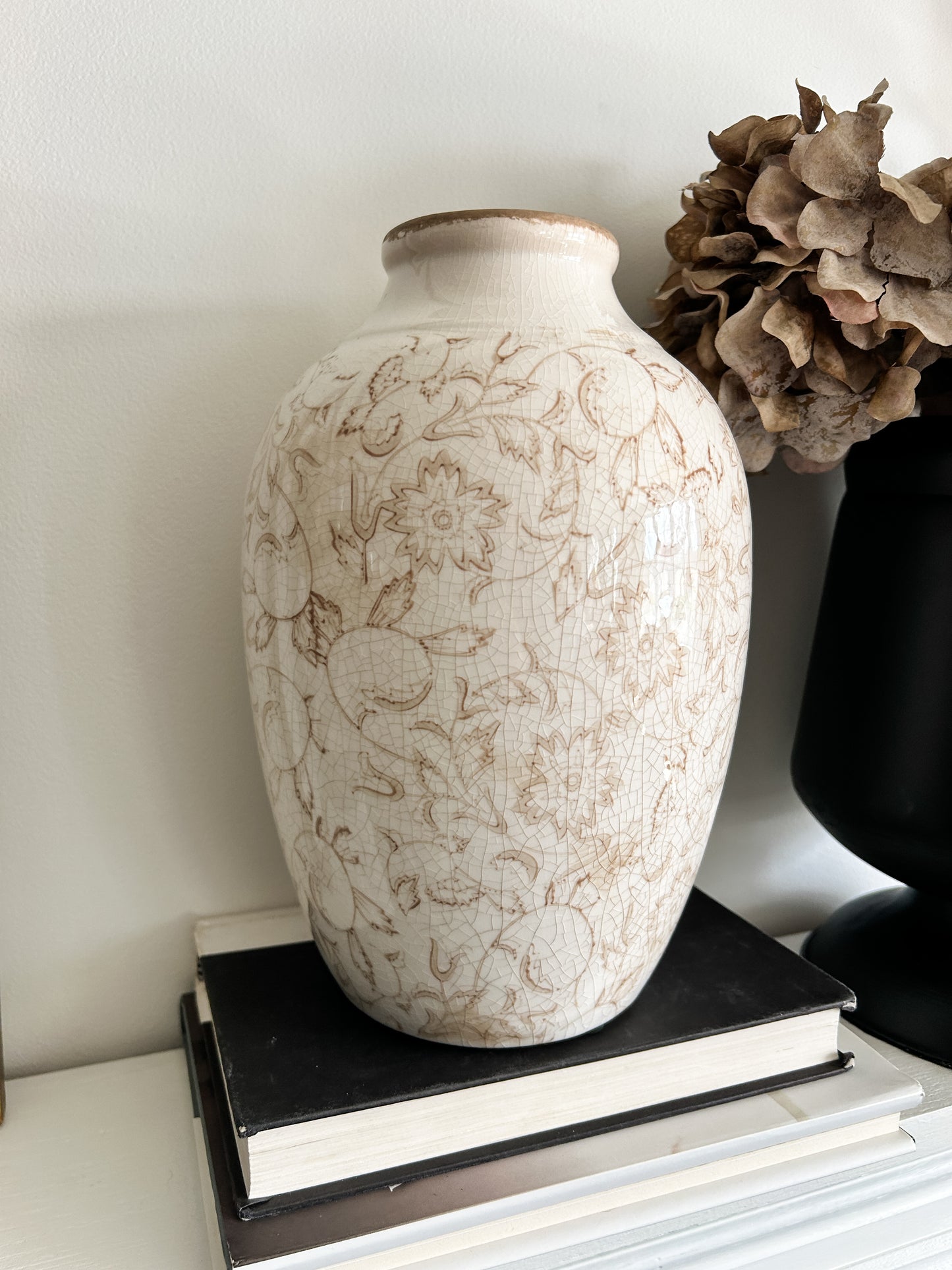 Beige Floral Heirloom Vase