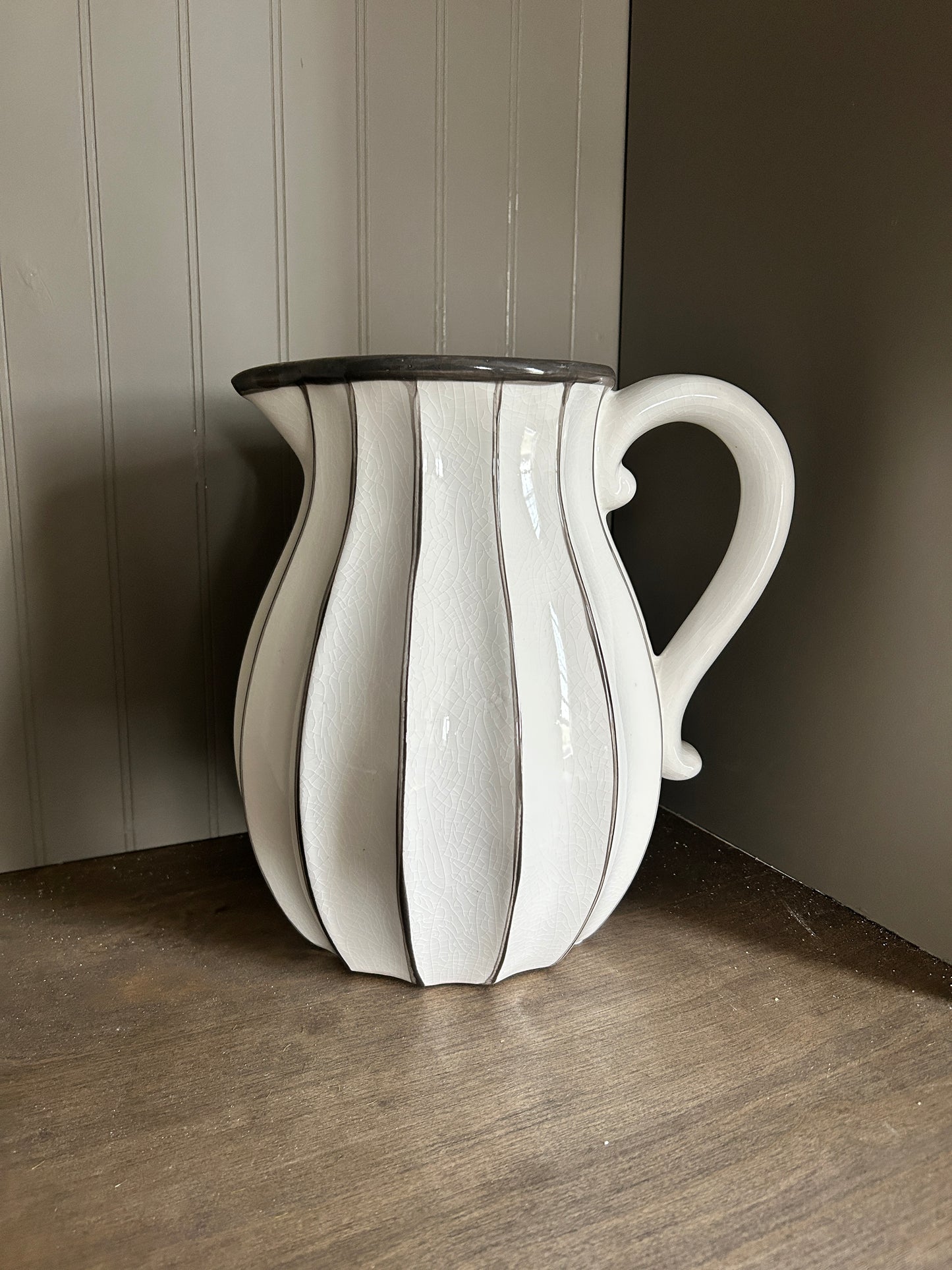 Vintage Inspired Striped Pitcher