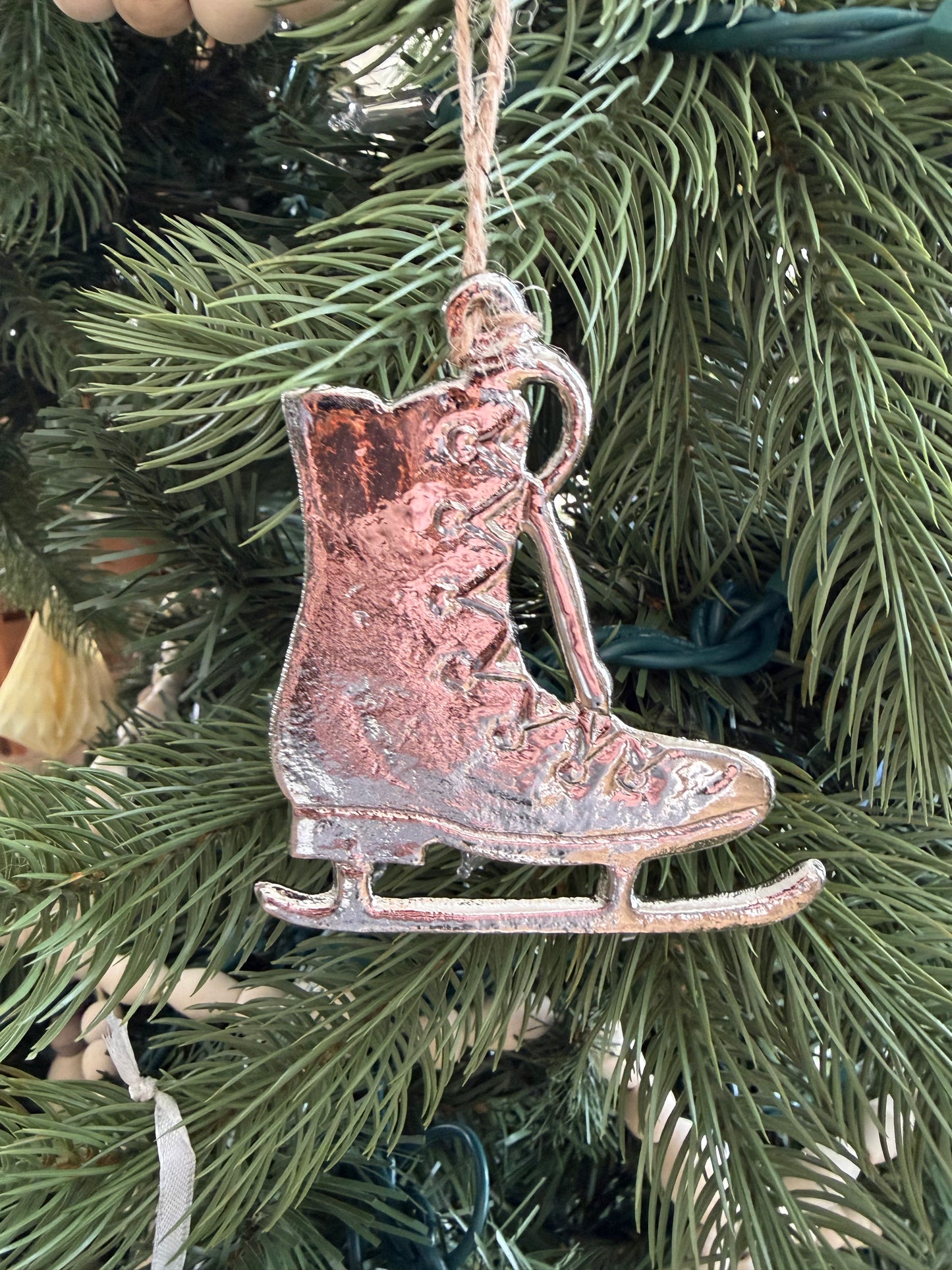 Silver Metal Skate Ornament