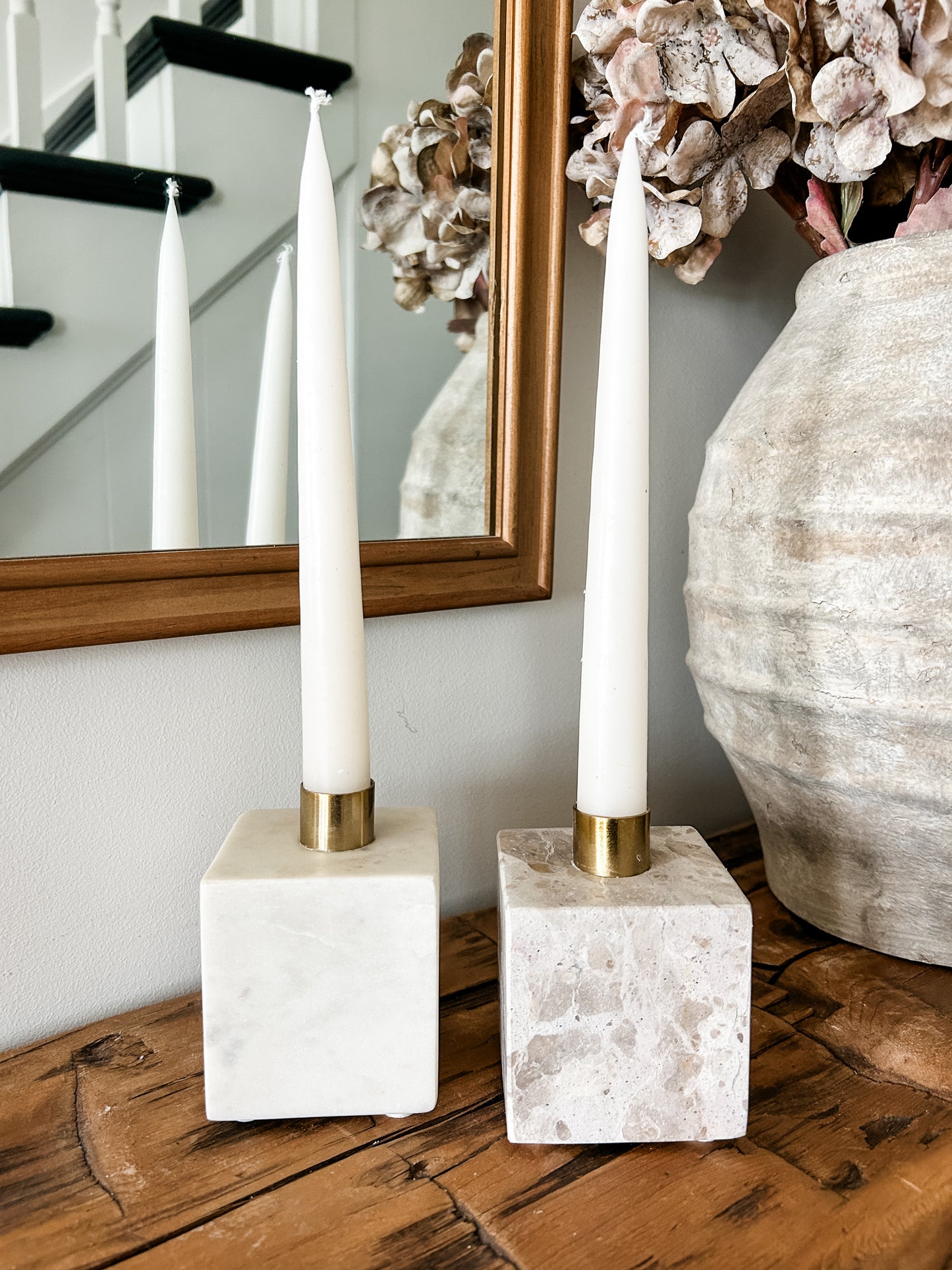 Marble & Gold Taper Candle Holders Assorted