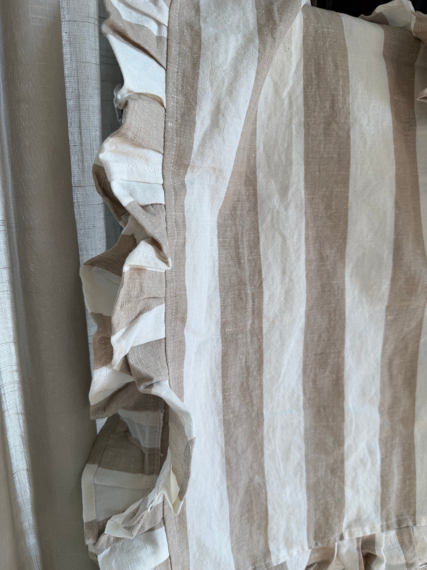 Beige Thick Stripe Table Runner- 112"